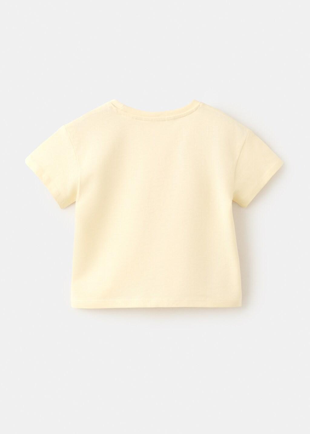 Yellow Printed T-Shirt With Tie Detail, Baby Girls, Yellow, large image number 2