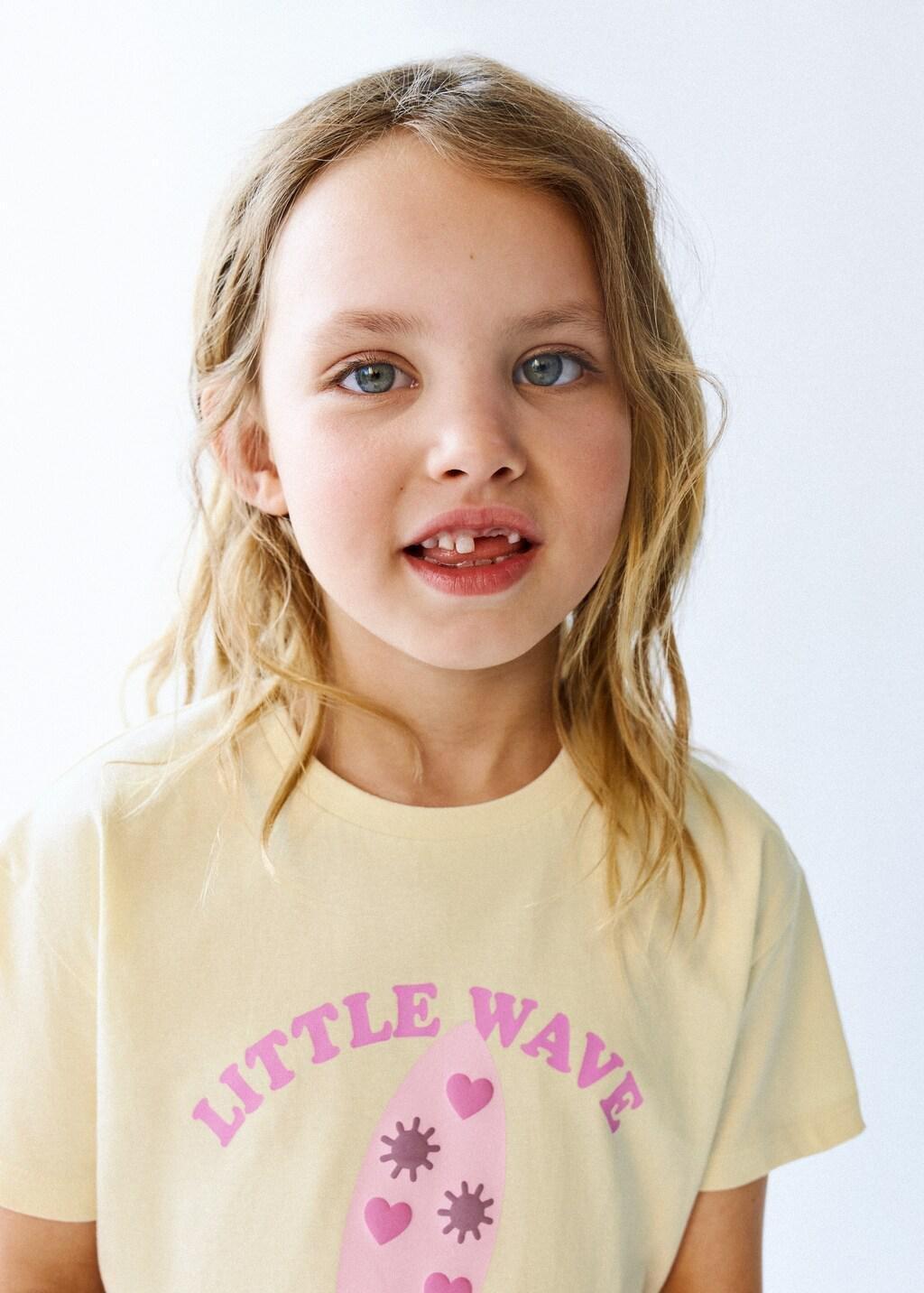Yellow Printed T-Shirt With Tie Detail, Baby Girls, Yellow, large image number 3