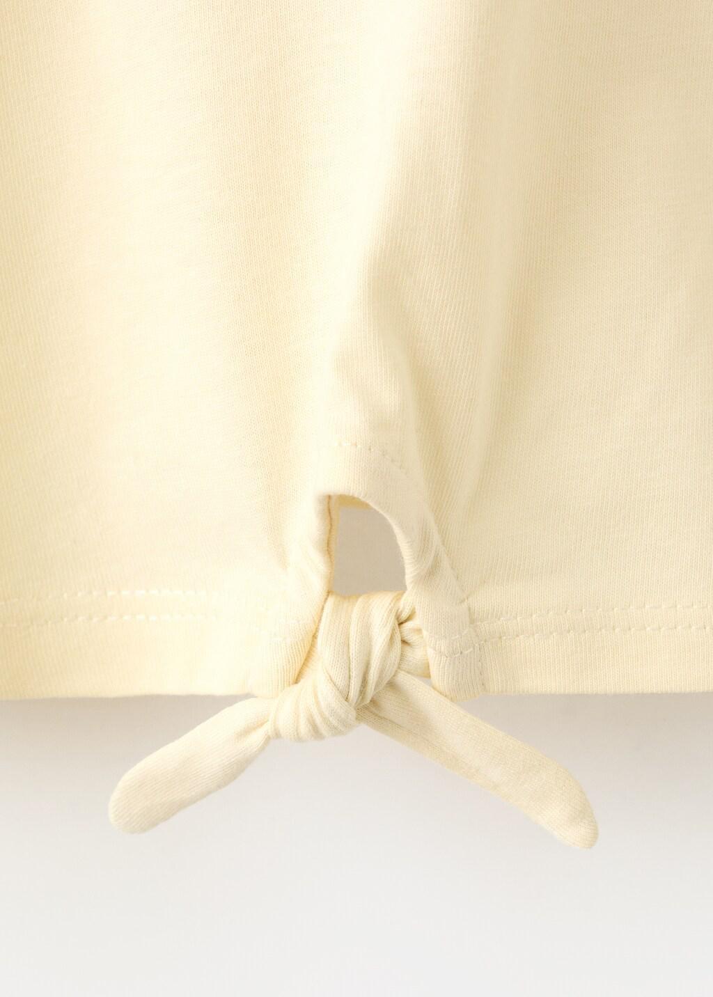 Yellow Printed T-Shirt With Tie Detail, Baby Girls, Yellow, large image number 4