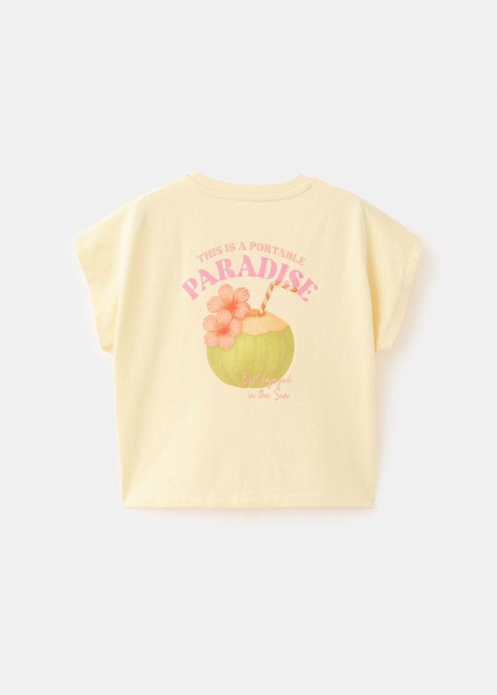 Yellow Printed T-Shirt With Tie Detail, Kids Girls, 0201_11, medium