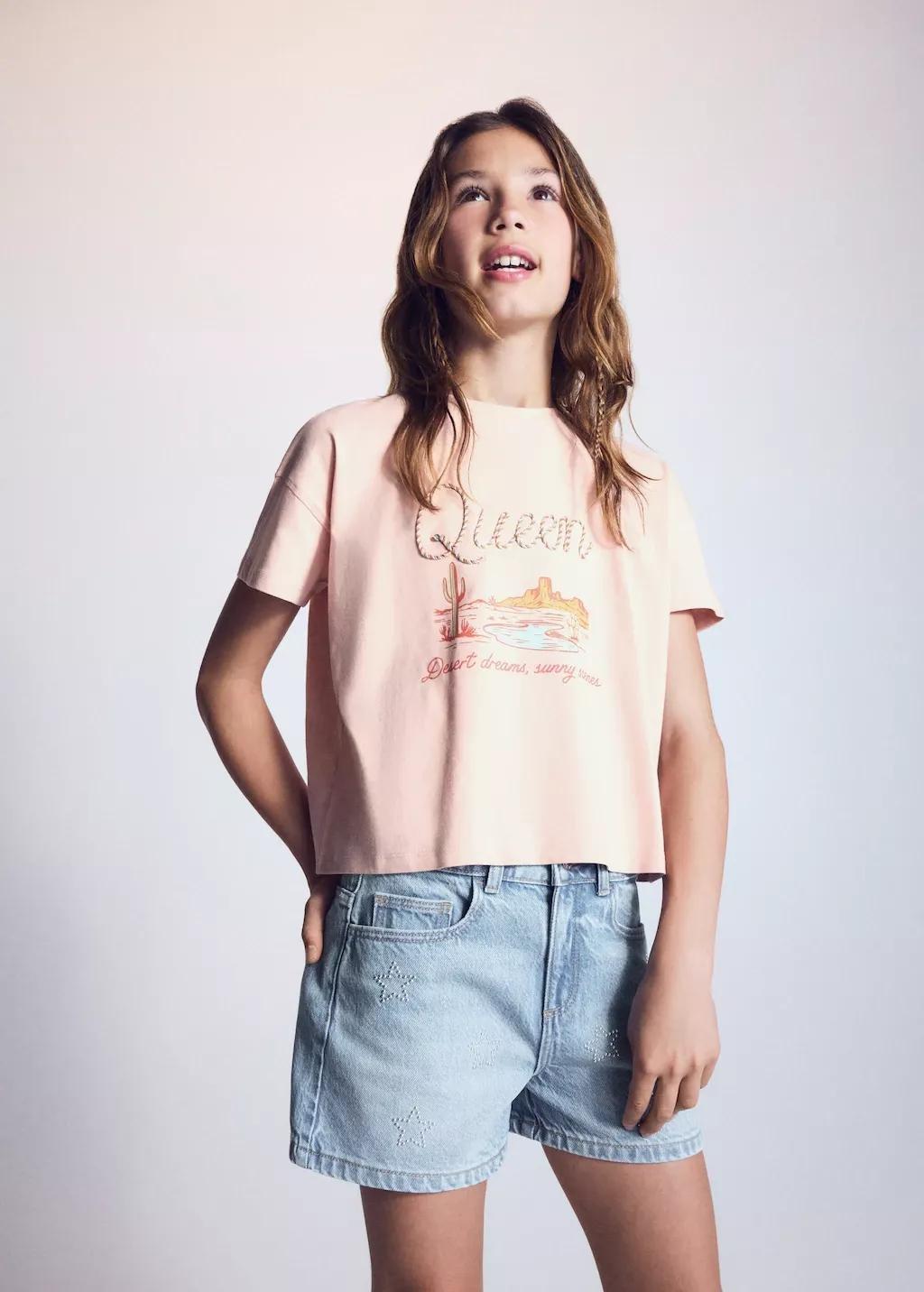 Pink Printed T-Shirt With Back Slit, Kids Girl, 0201_85, large image number 3