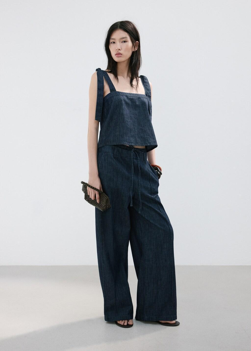 Blue Strapless Denim Top, 0201_TS, large image number 0