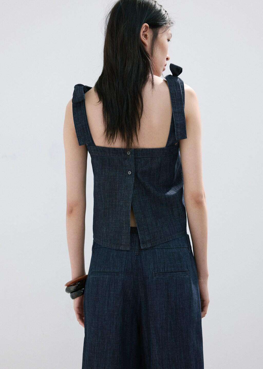 Blue Strapless Denim Top, 0201_TS, large image number 2