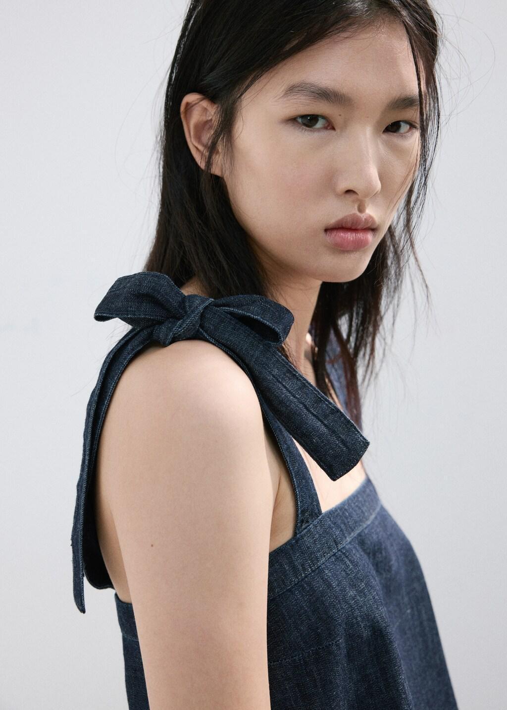 Blue Strapless Denim Top, 0201_TS, large image number 4