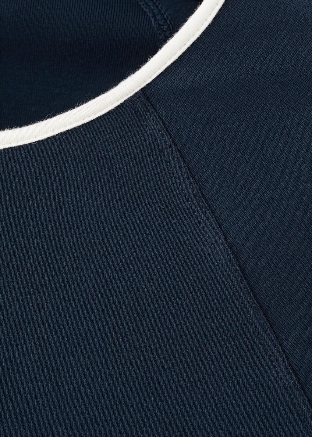 Navy Cotton T-Shirt With Contrast Piping, Navy, large image number 1