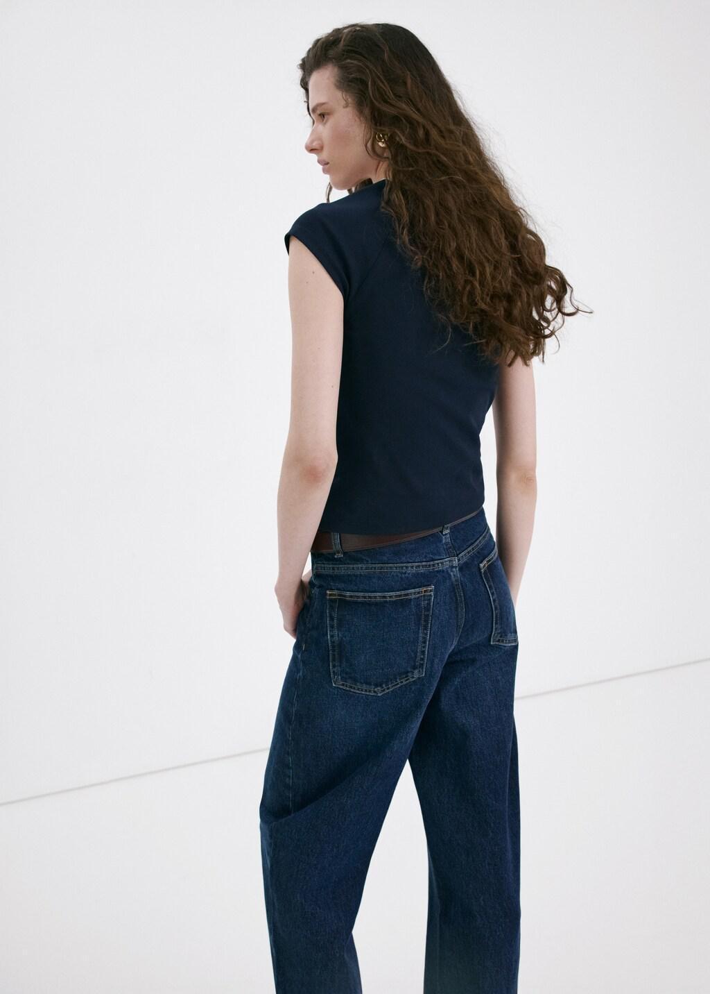 Navy Cotton T-Shirt With Contrast Piping, Navy, large image number 2