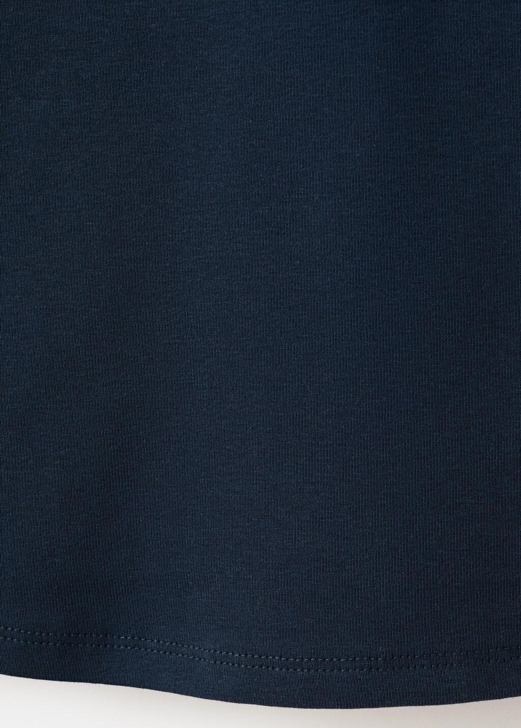 Navy Cotton T-Shirt With Contrast Piping, Navy, large image number 5