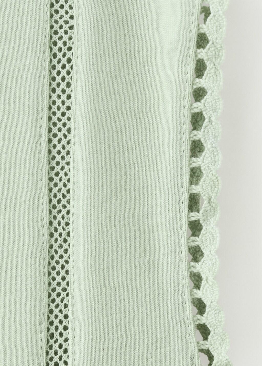 Green Embroidered Cutwork Cotton T-Shirt, Green, large image number 5