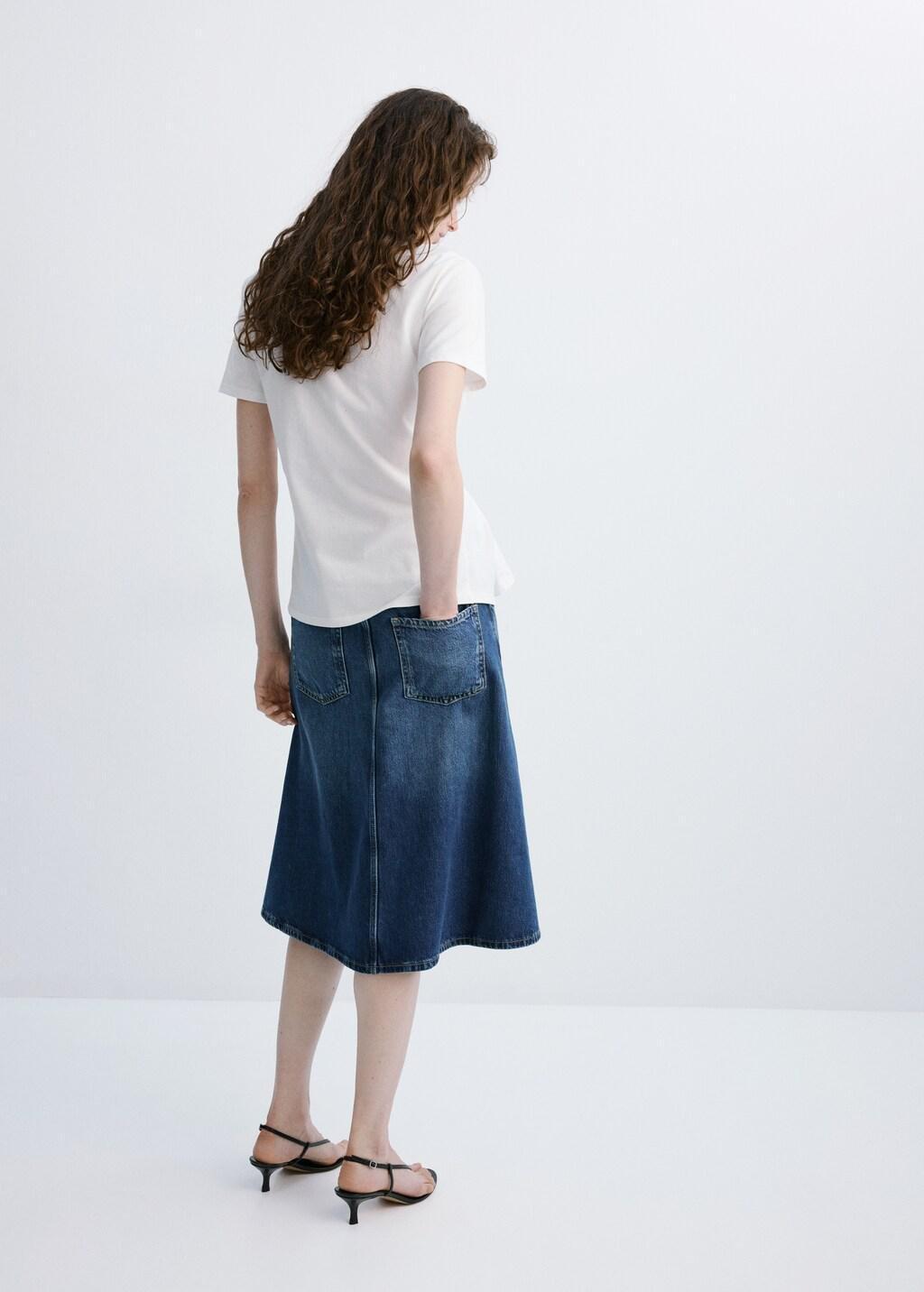 White Cotton T-Shirt With Pucker Detail, White, large image number 2