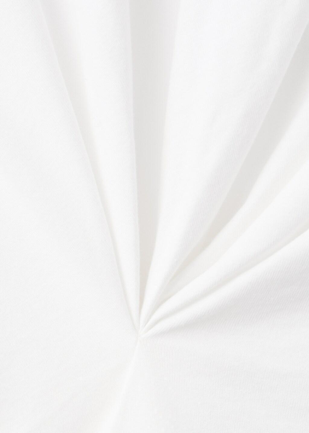 White Cotton T-Shirt With Pucker Detail, White, large image number 4