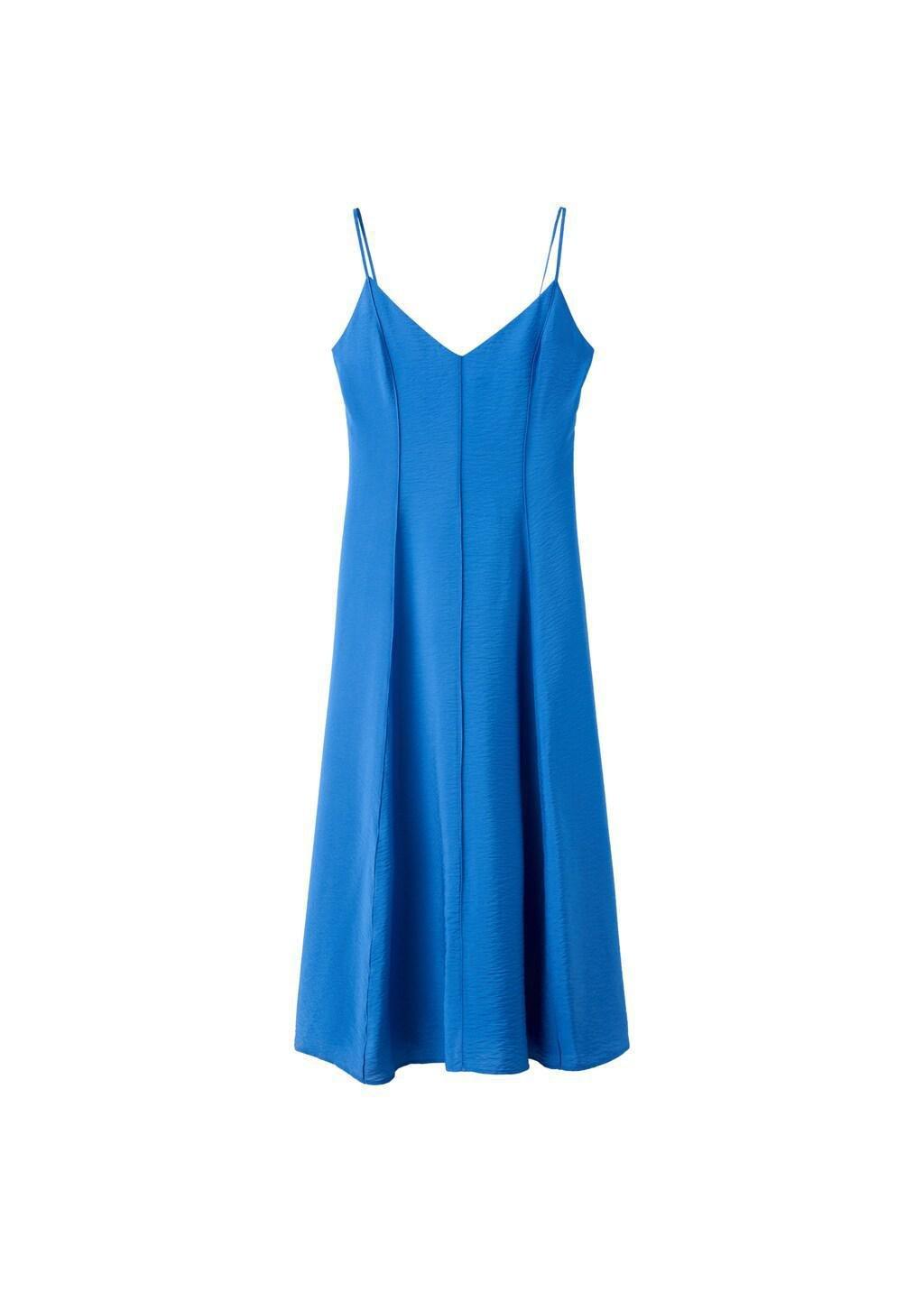 Blue Midi Dress With Stitch Detailing, 0201_52, large image number 5