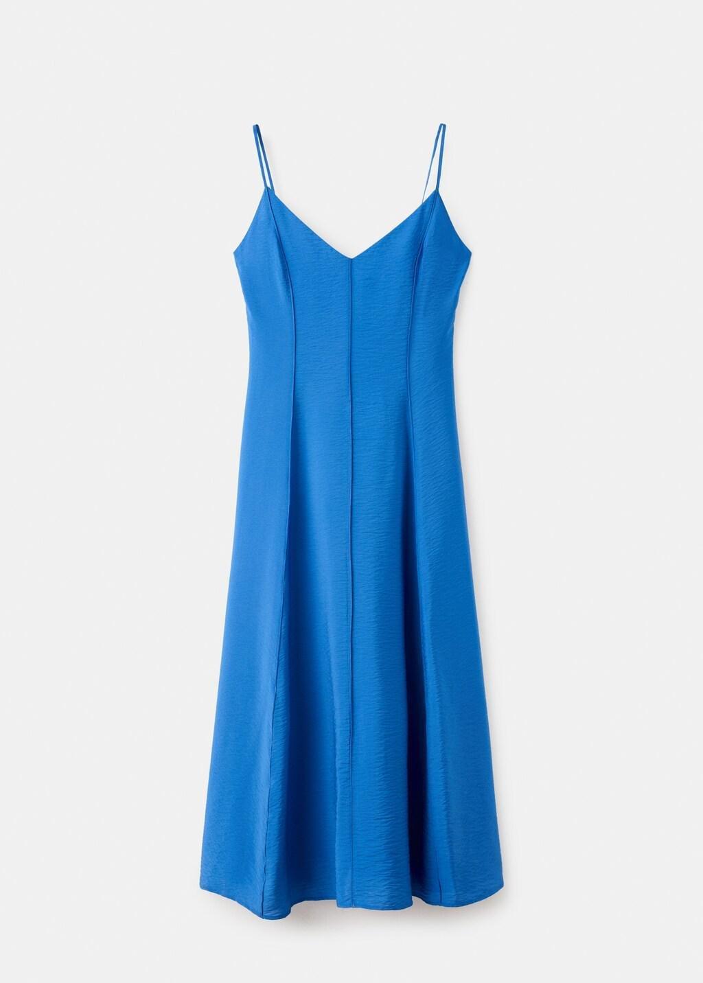 Blue Midi Dress With Stitch Detailing, 0201_52, large image number 6