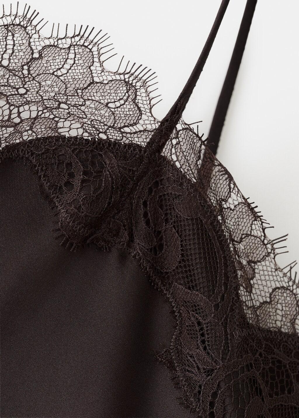 Brown Asymmetric Satin Lace Dress, 0201_32, large image number 5