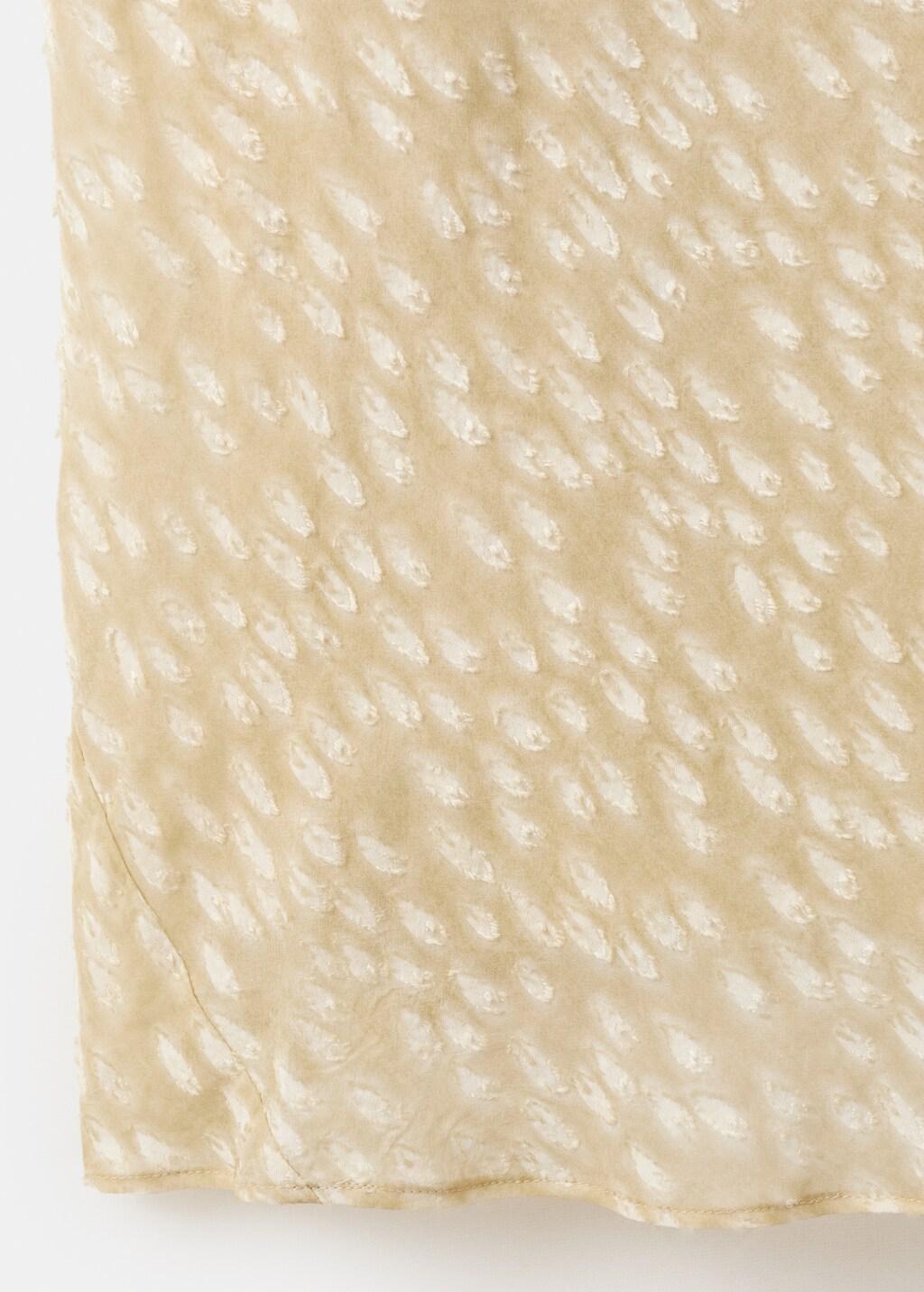 Beige Textured Dress With Draped Neckline, Light Beige, large image number 5
