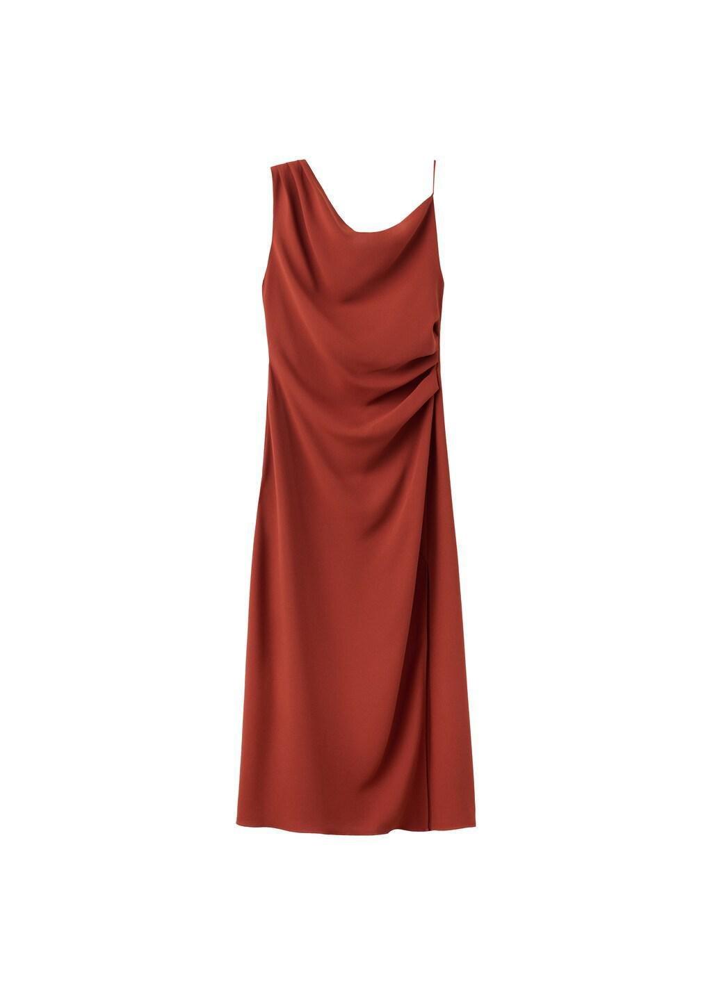 Orange Asymmetric Side Ruched Dress, 0201_28, large image number 7