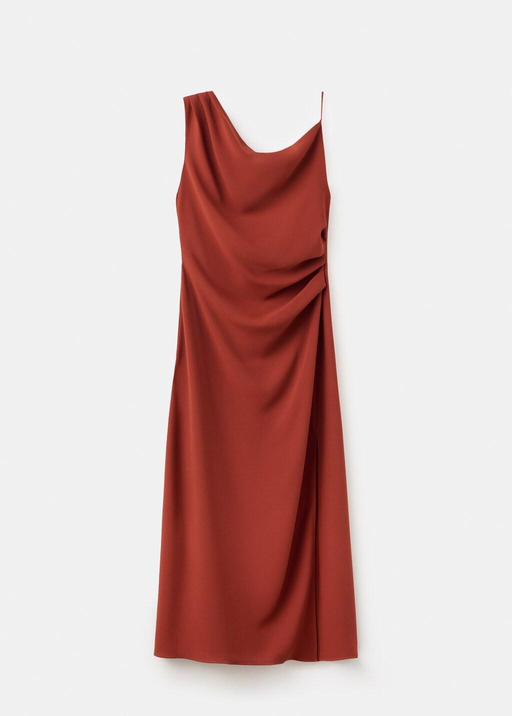 Orange Asymmetric Side Ruched Dress, 0201_28, large image number 8