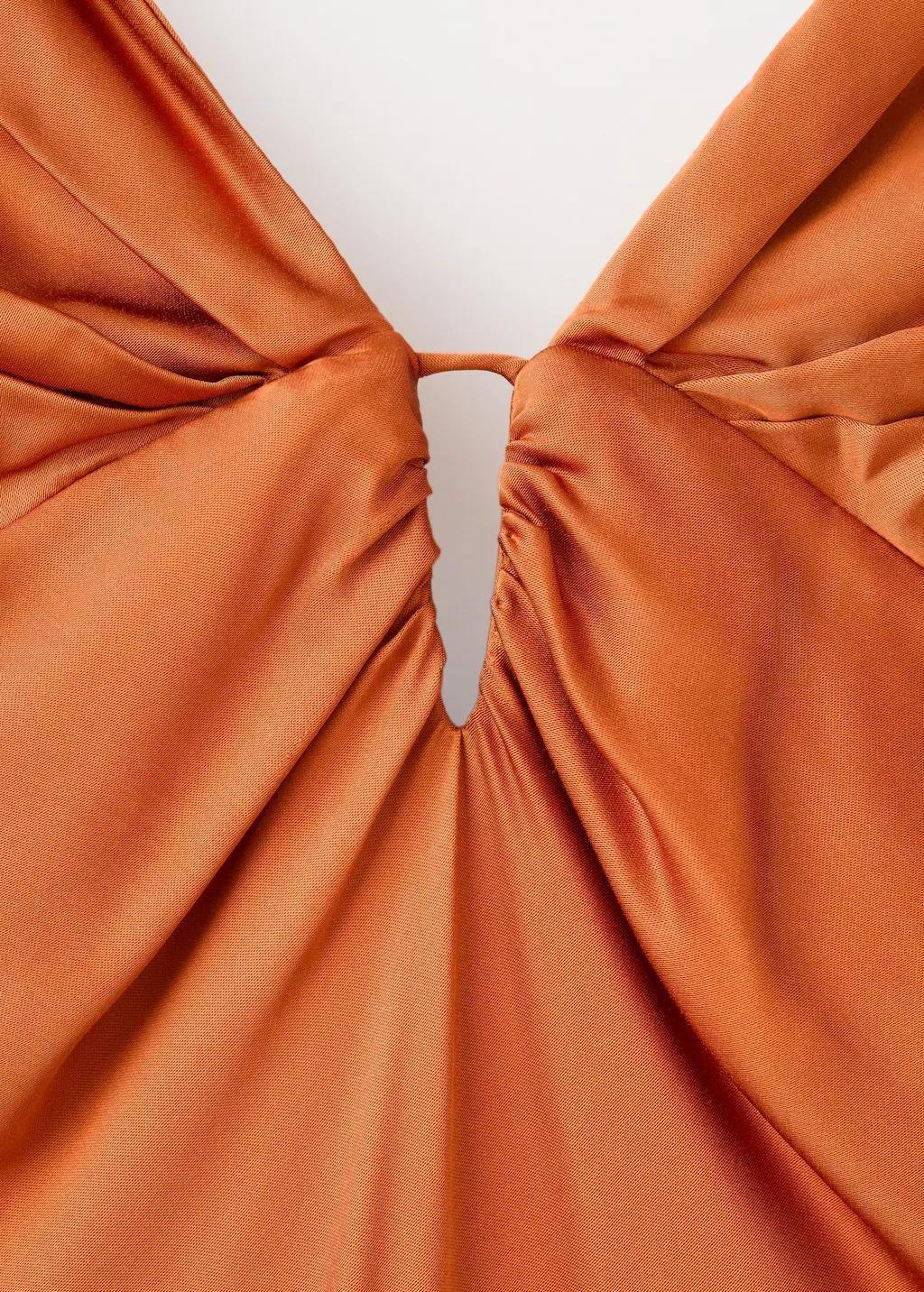 ORANGE Satin dress with gathered V-neckline, 0201_20, large image number 1