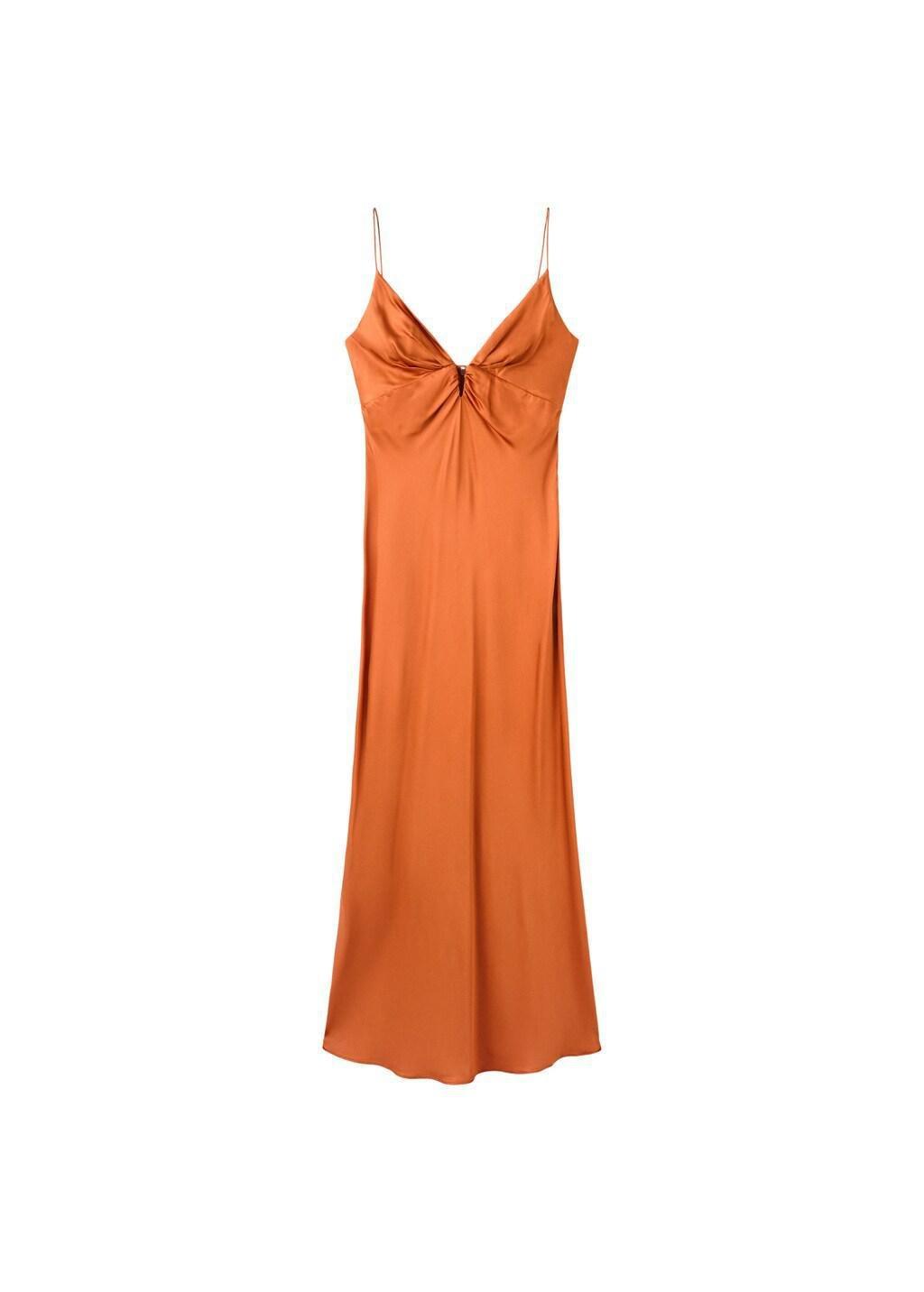ORANGE Satin dress with gathered V-neckline, 0201_20, large image number 6