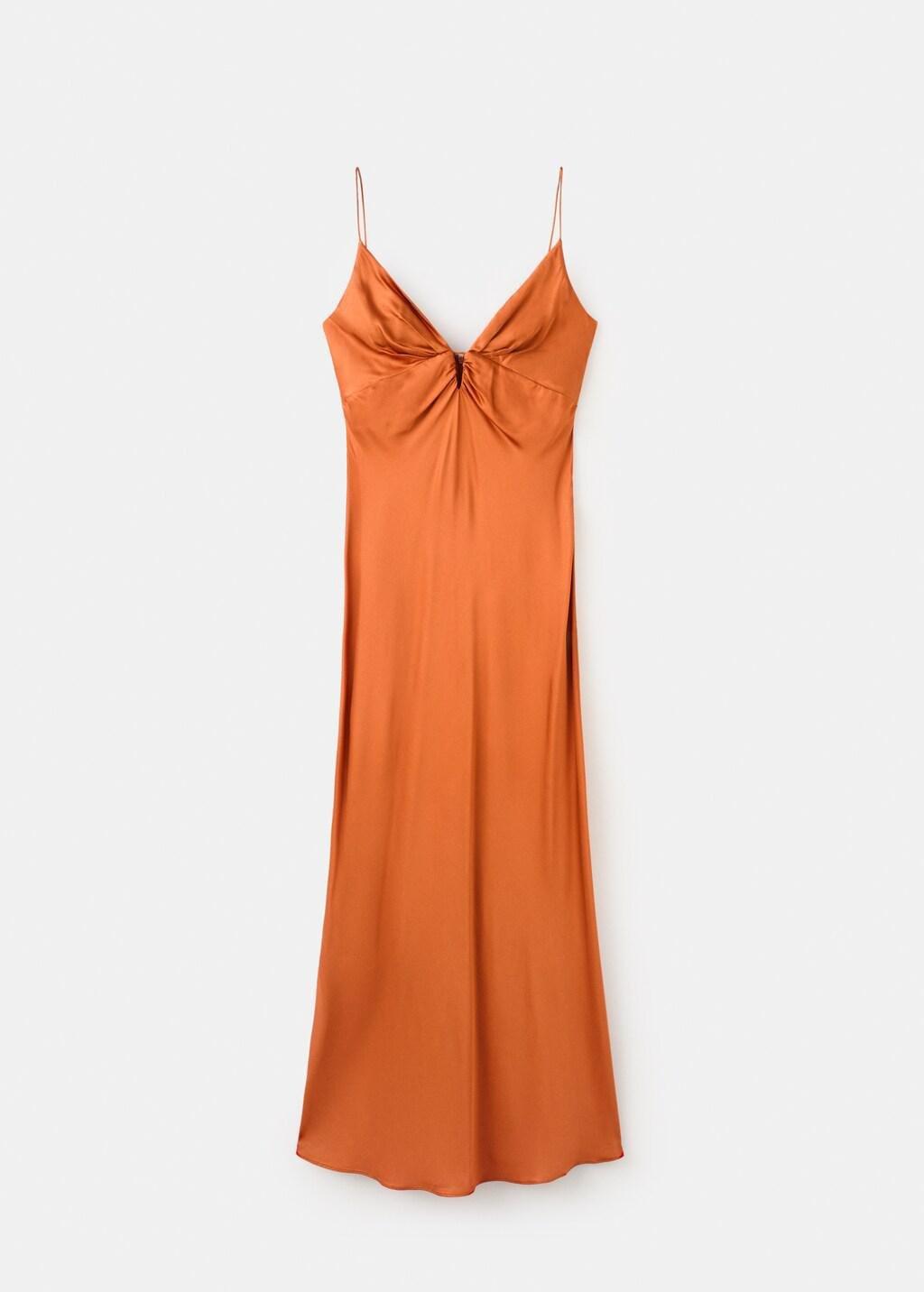 ORANGE Satin dress with gathered V-neckline, 0201_20, large image number 7