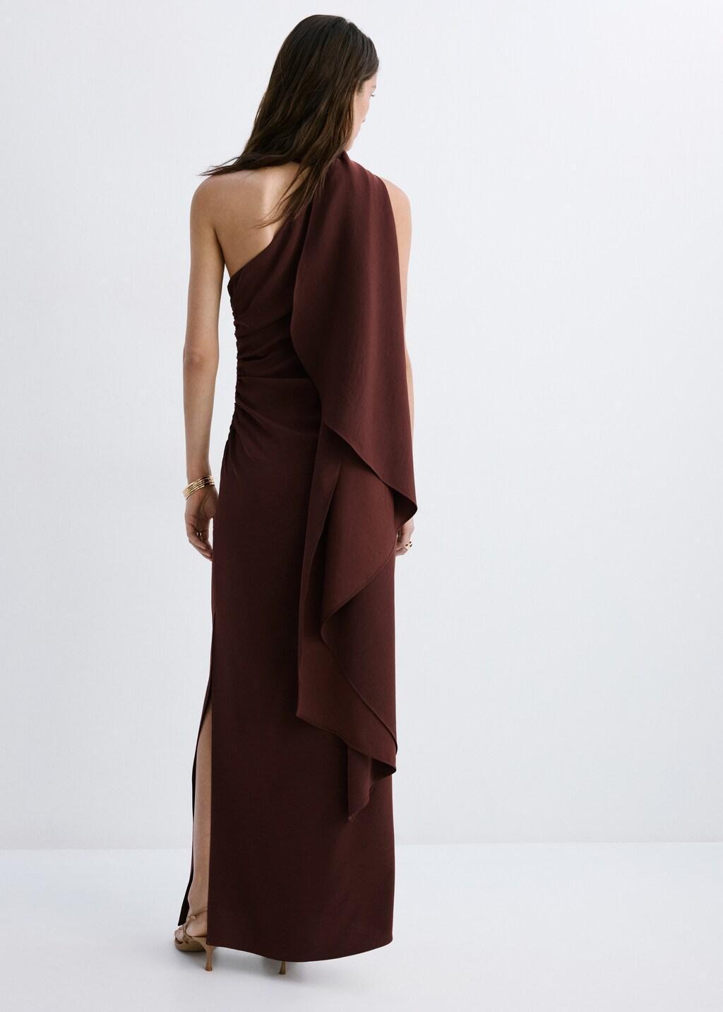 Brown Asymmetrical Dress With Scarf, 0201_30, large image number 2