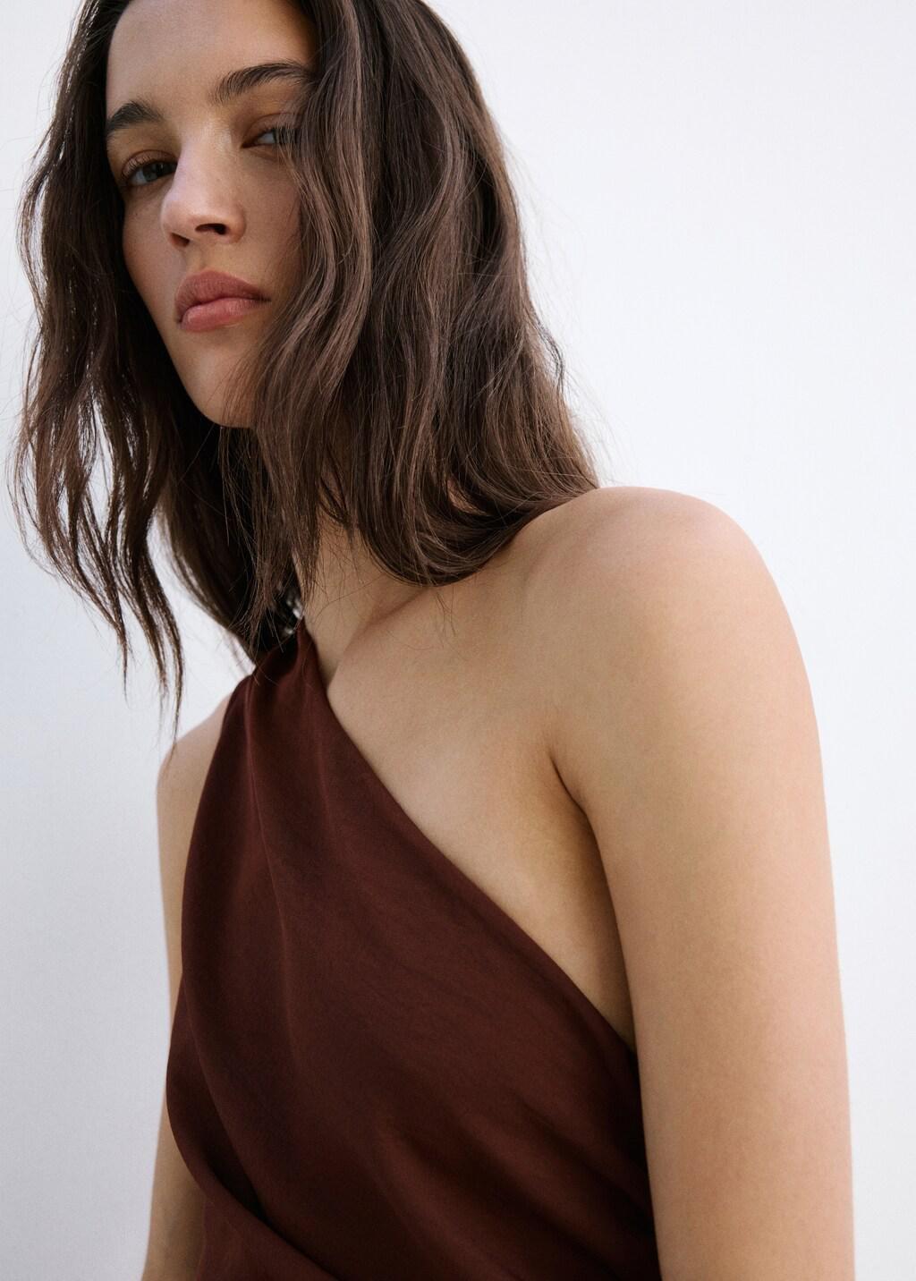 Brown Asymmetrical Dress With Scarf, 0201_30, large image number 4