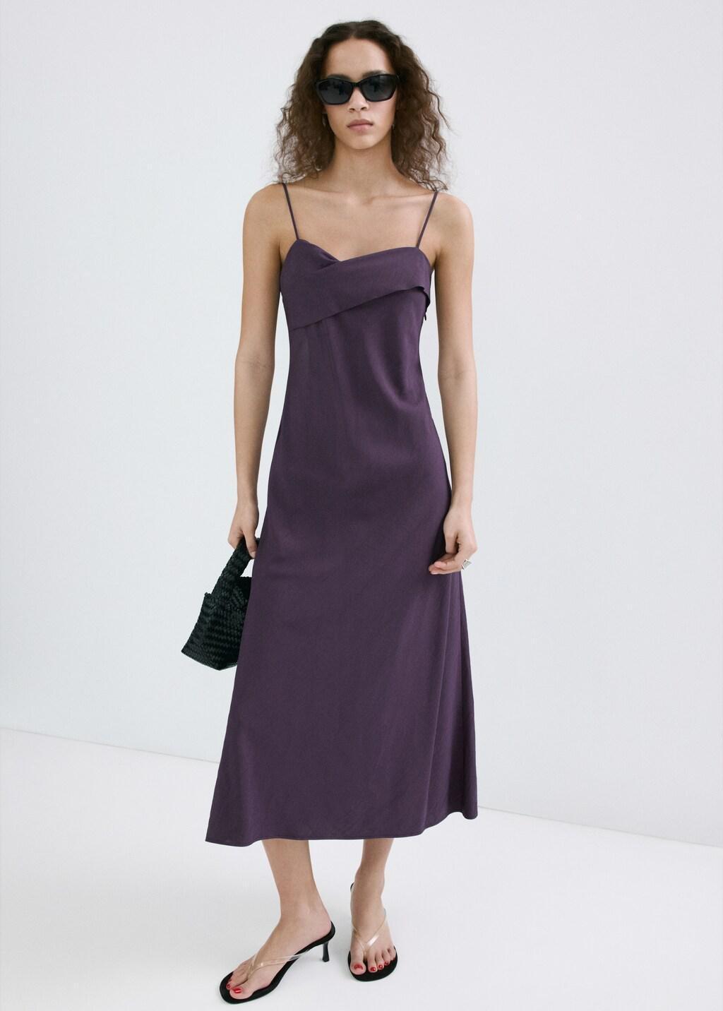 Purple Lt Pastel Midi Dress With A Wrap Neckline, 0201_61, large image number 0
