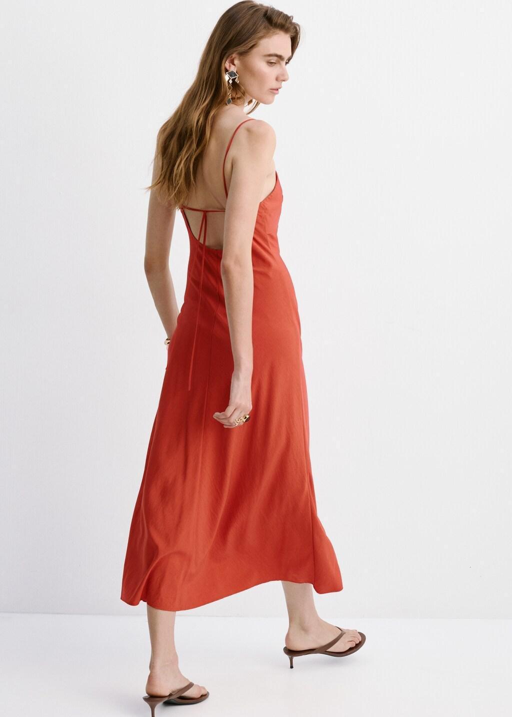 Red Midi Dress With A Wrap Neckline, 0201_70, large image number 2