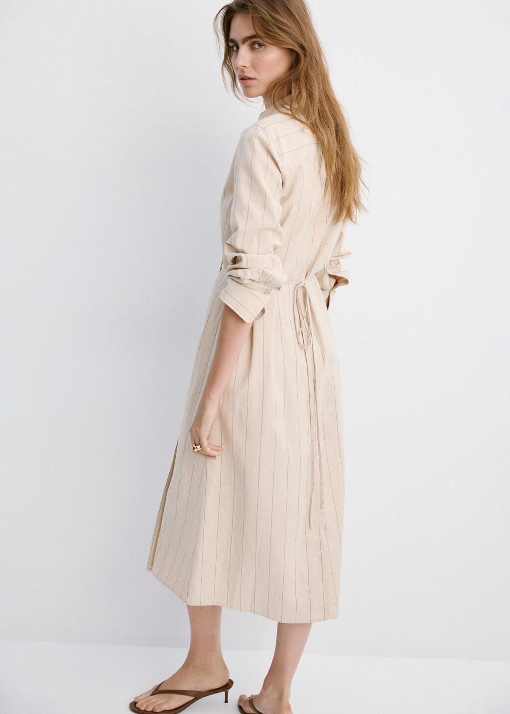 Brown Striped Shirt Dress, 0201_30, large image number 2