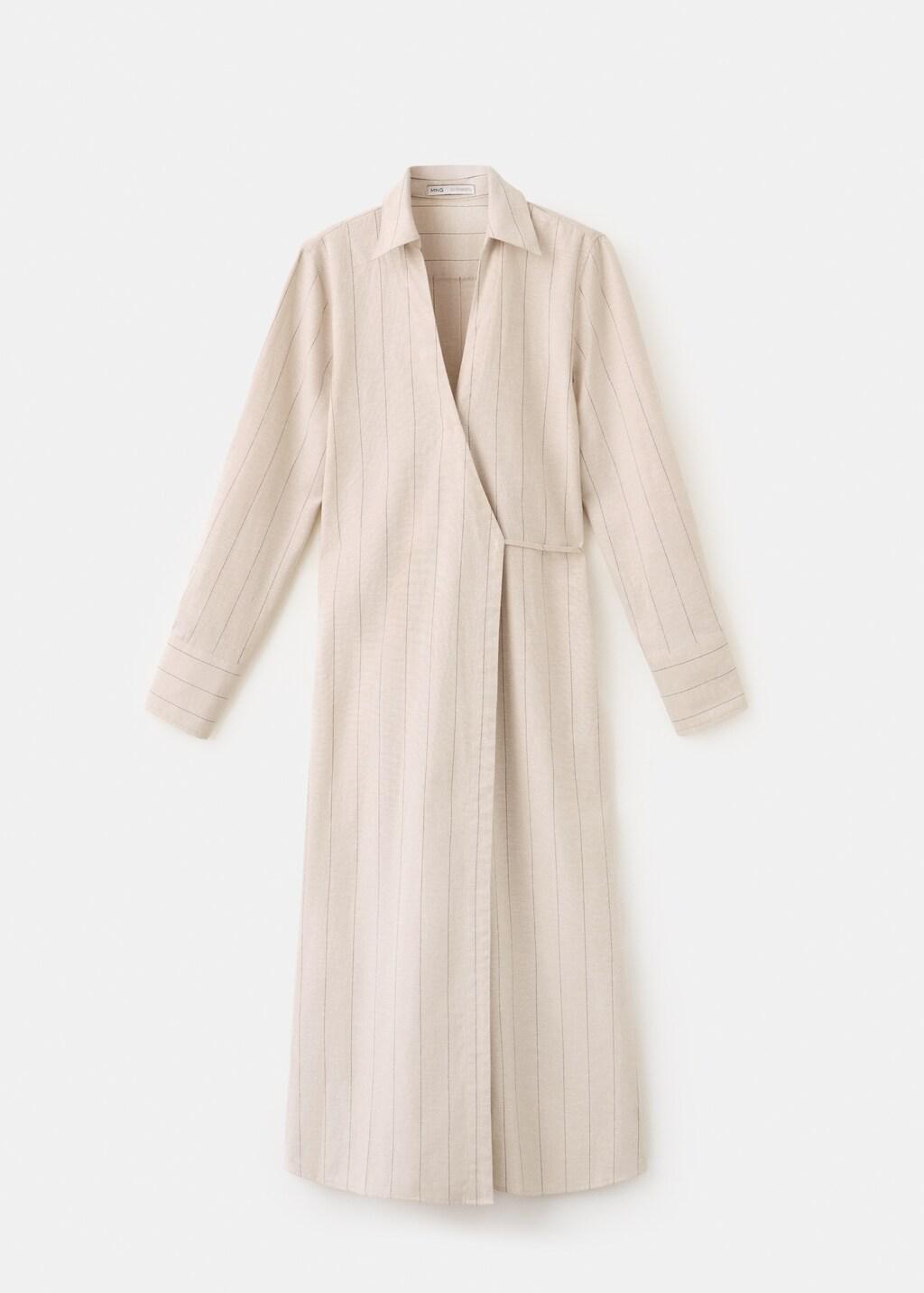 Brown Striped Shirt Dress, 0201_30, large image number 8
