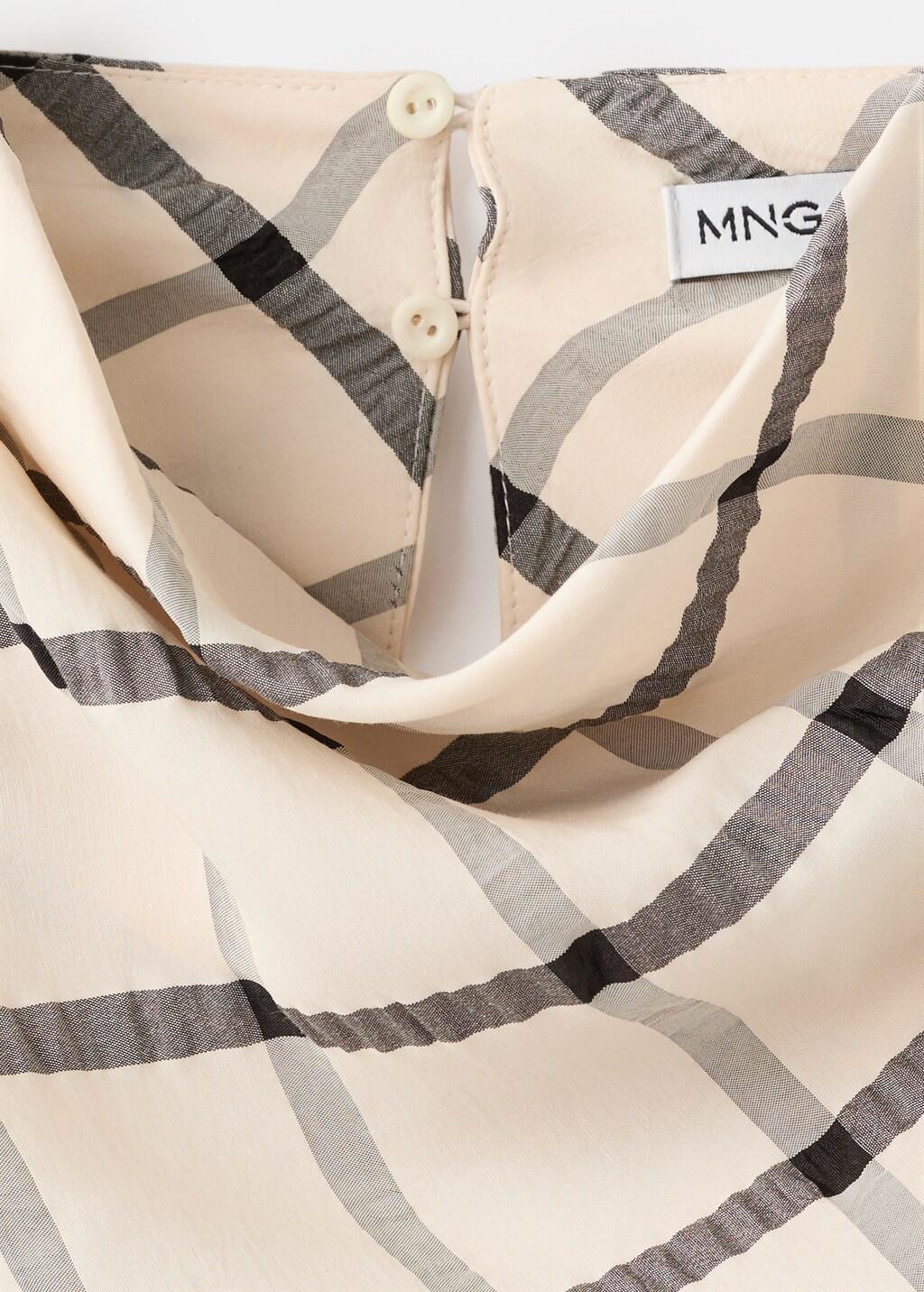 Beige Check Dress With Draped Collar, Light Beige, large image number 1