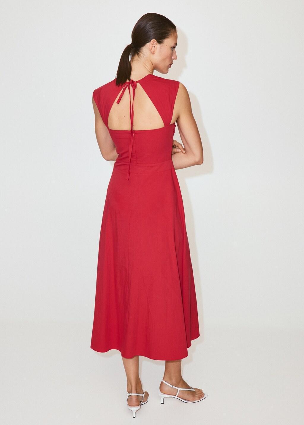 Red Midi-Dress With Open Back, Red, large image number 2