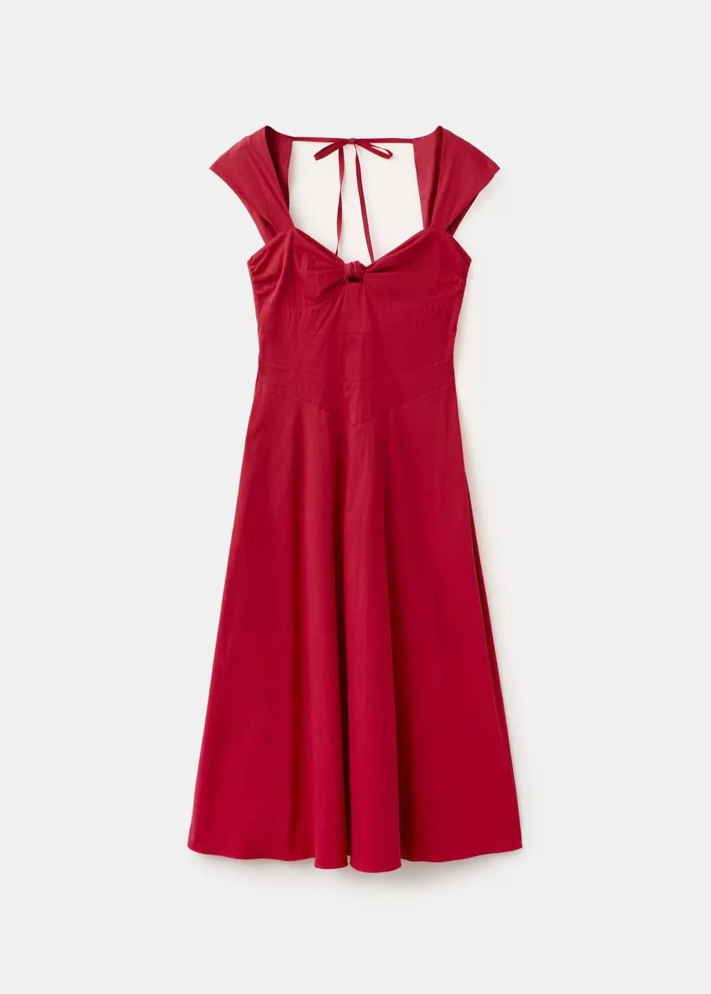 Red Midi-Dress With Open Back, Red, large image number 7