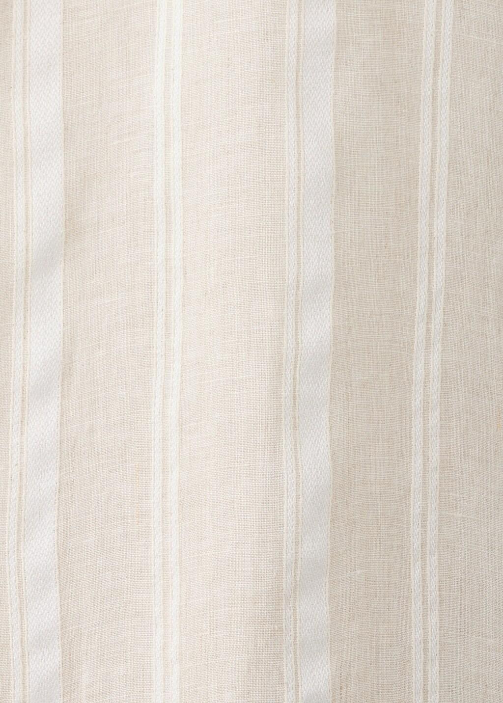 Beige Striped Linen Shirt With A Bowling Collar, 0201_08, large image number 5