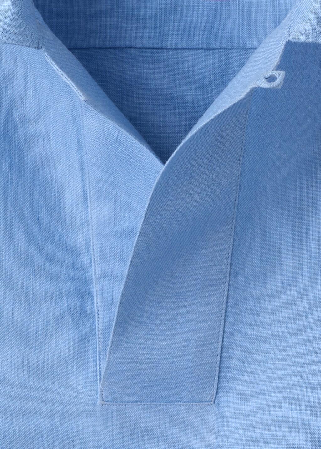 Blue Lt Pastel 100% Linen Polo Shirt, Light-Pastel Blue, large image number 1