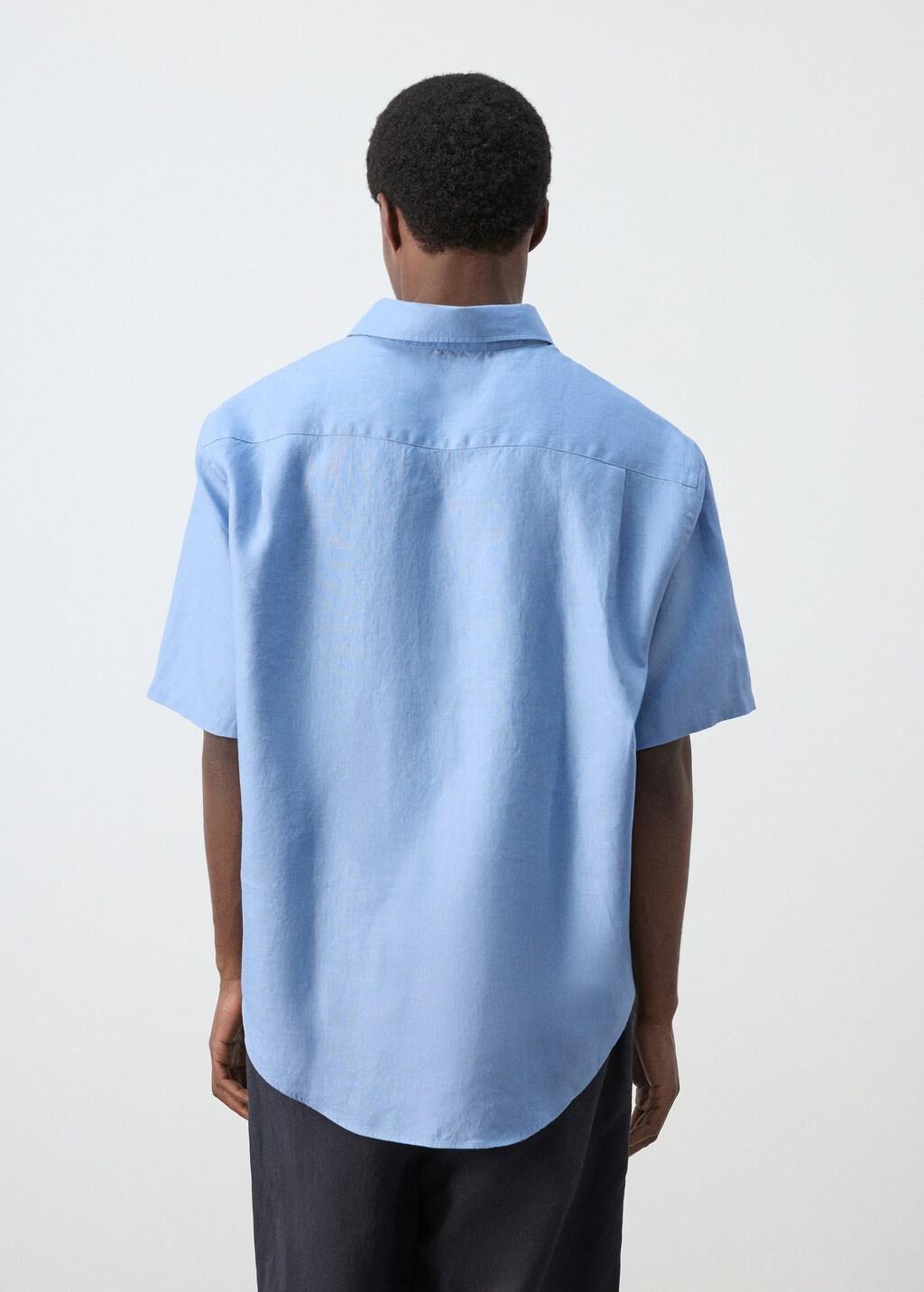 Blue Lt Pastel 100% Linen Polo Shirt, Light-Pastel Blue, large image number 2