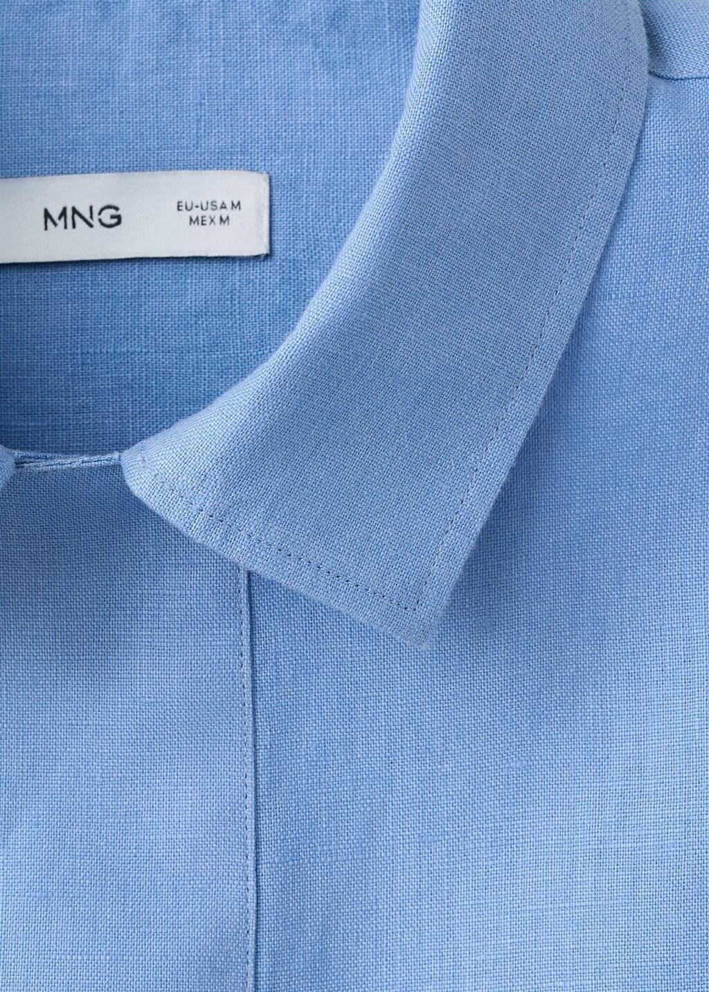 Blue Lt Pastel 100% Linen Polo Shirt, Light-Pastel Blue, large image number 5