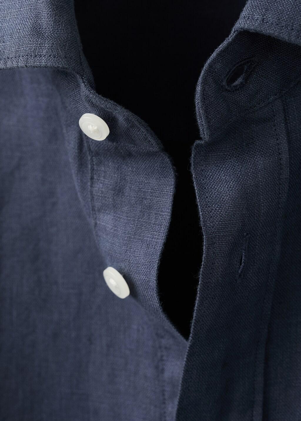 Blue 100% Linen Polo Shirt, 0201_54, large image number 1
