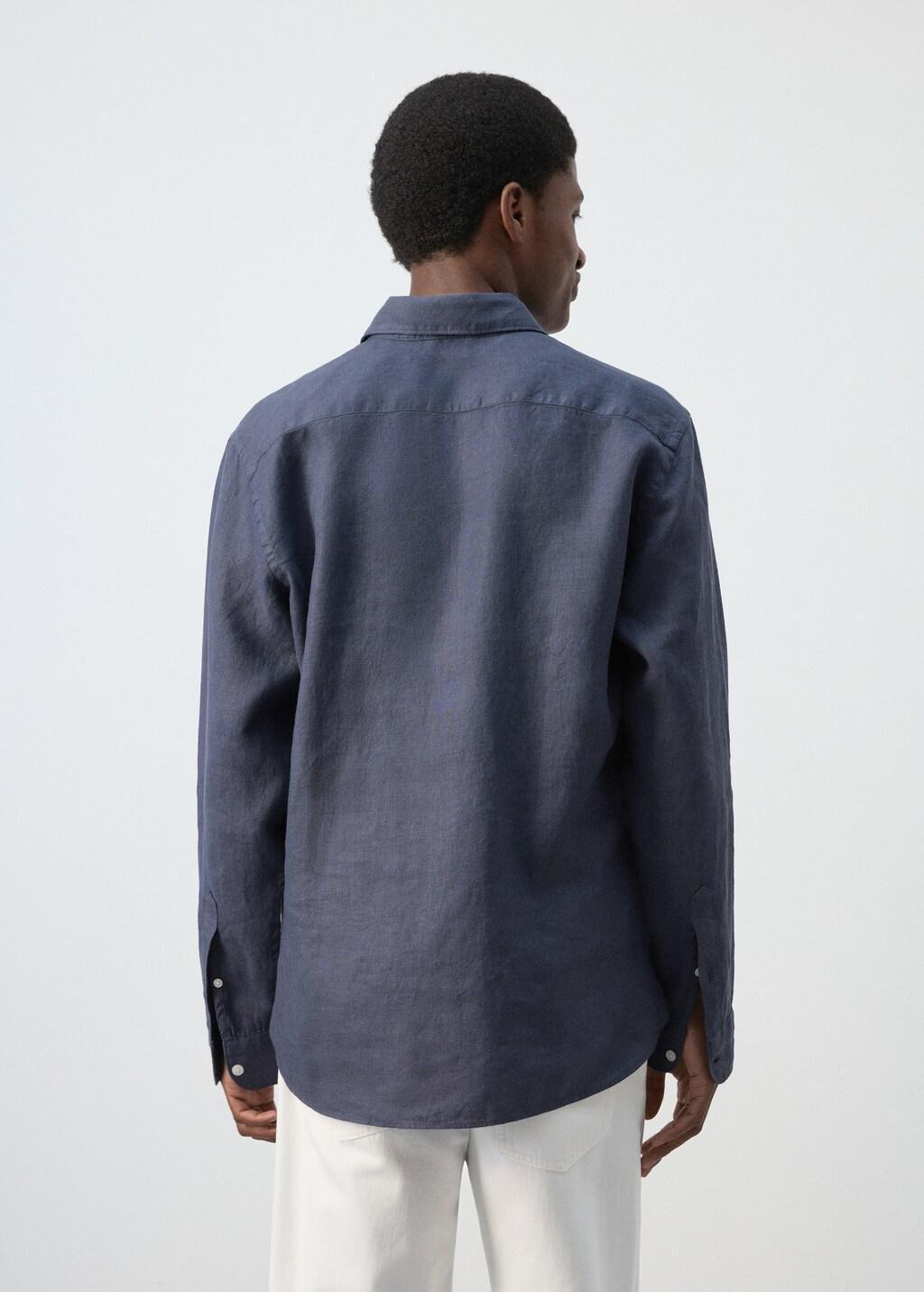 Blue 100% Linen Polo Shirt, 0201_54, large image number 2
