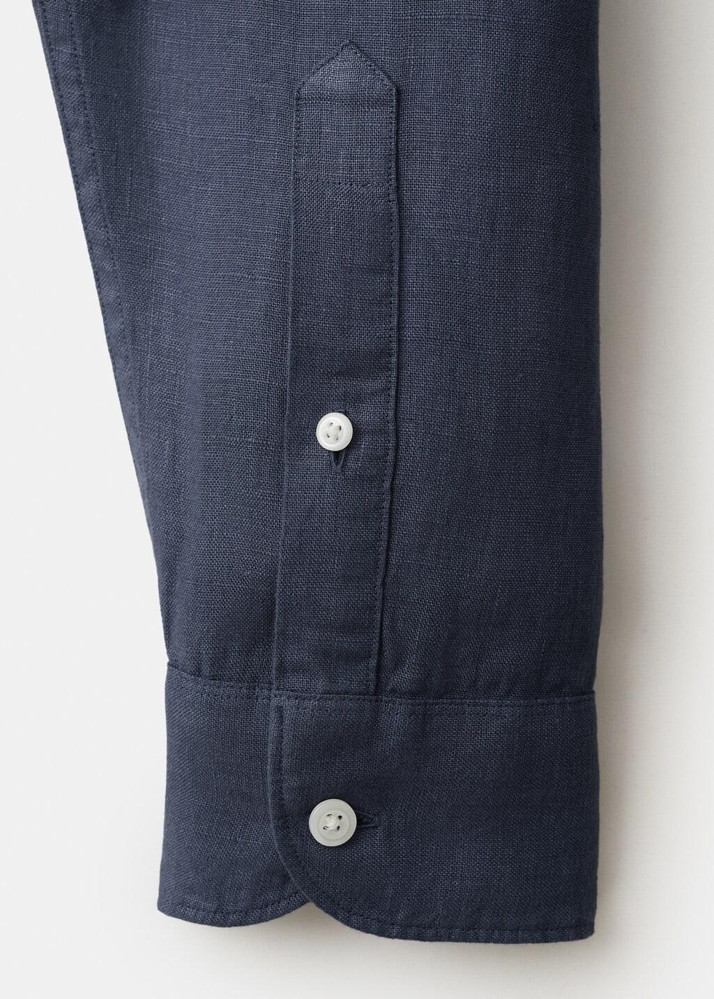 Blue 100% Linen Polo Shirt, 0201_54, large image number 5