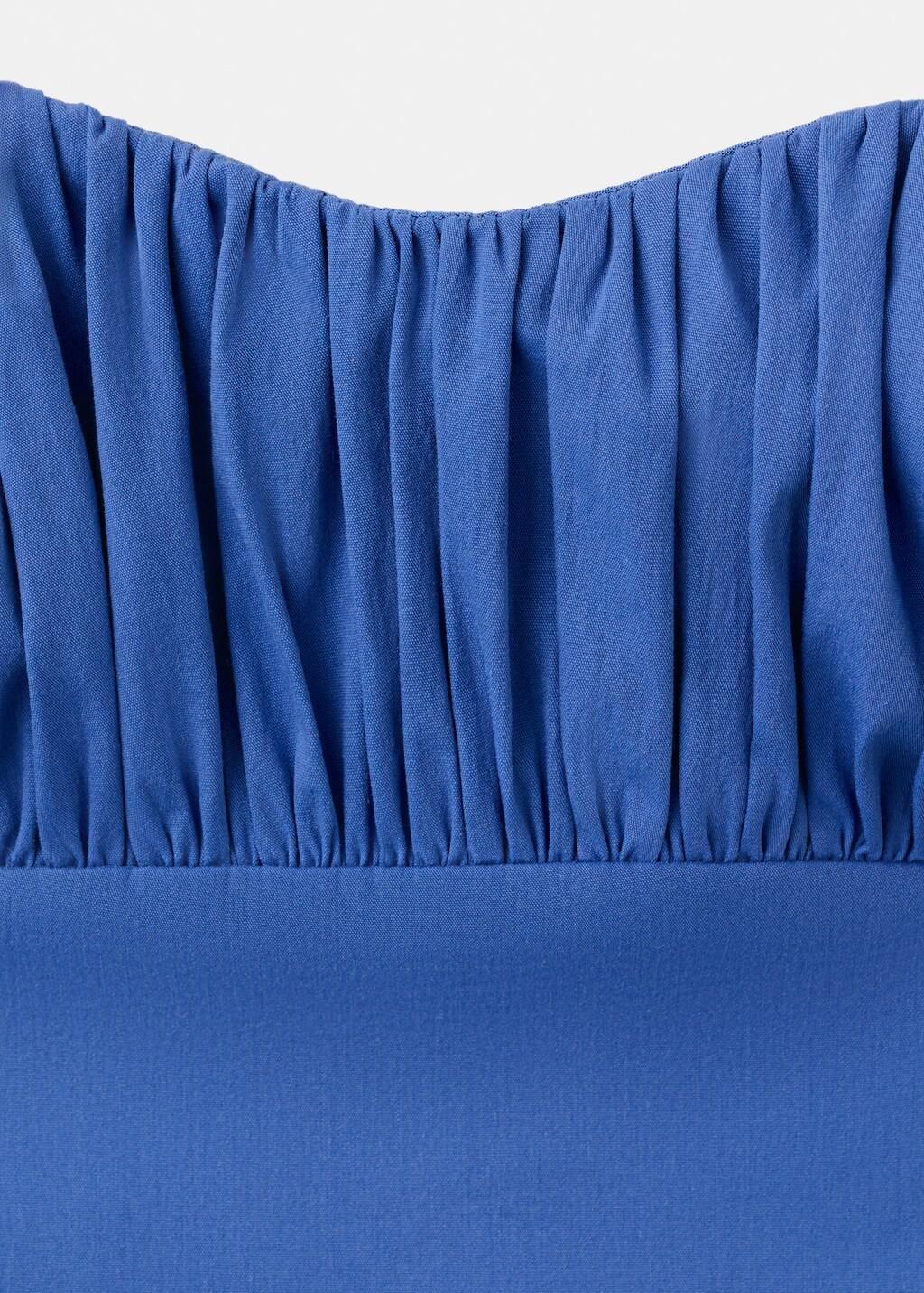 Blue Ruched Strapless Dress, 0201_52, large image number 0