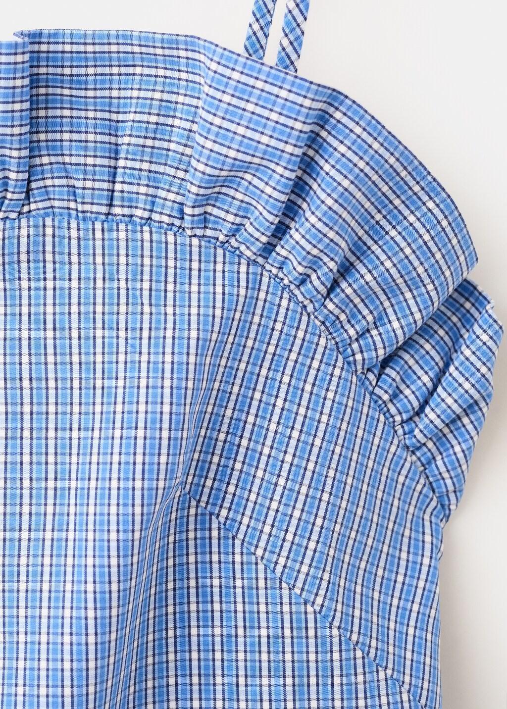 Blue Short Checked Dress With Ruffle Detail, 0201_52, large image number 1