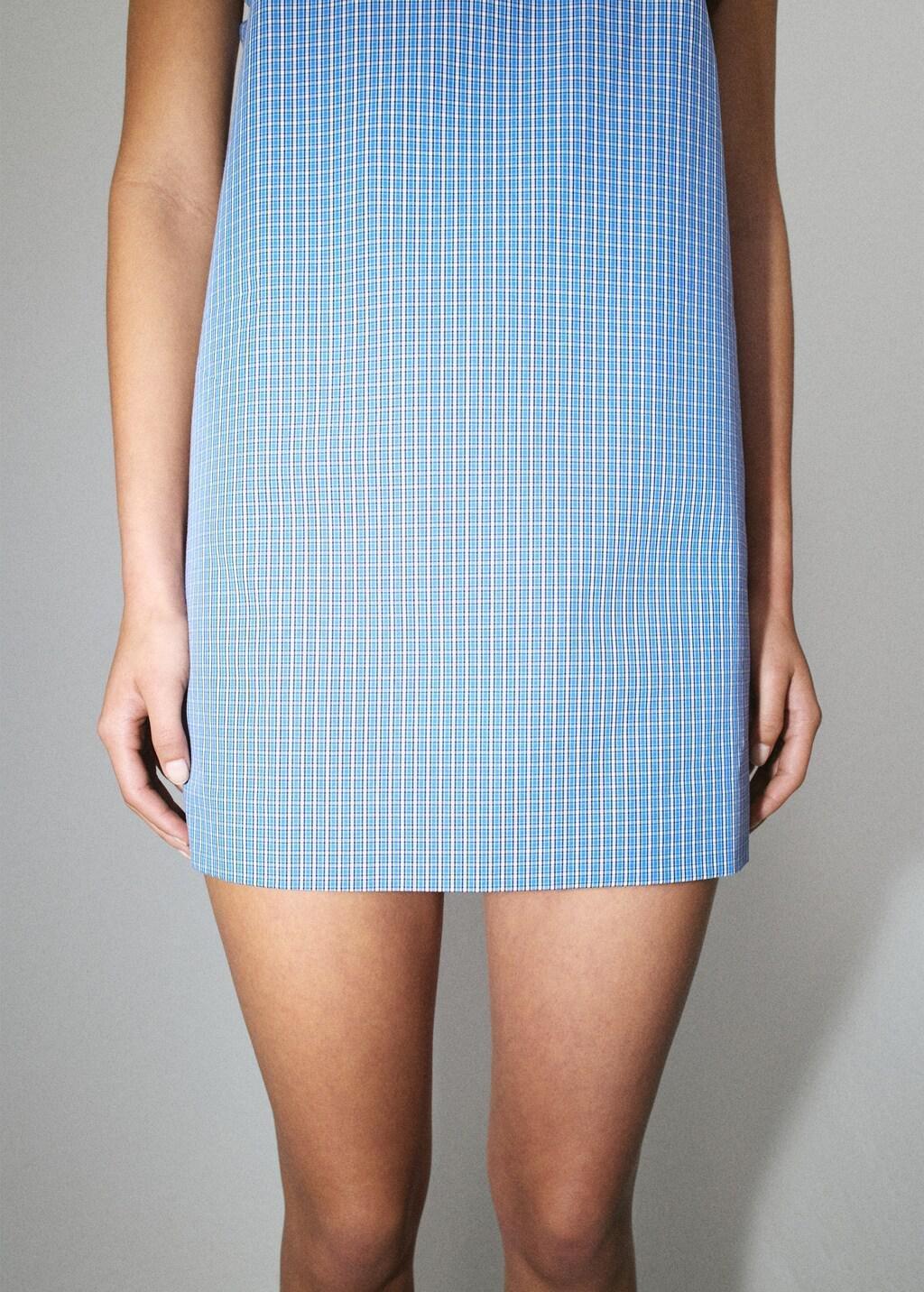 Blue Short Checked Dress With Ruffle Detail, 0201_52, large image number 4