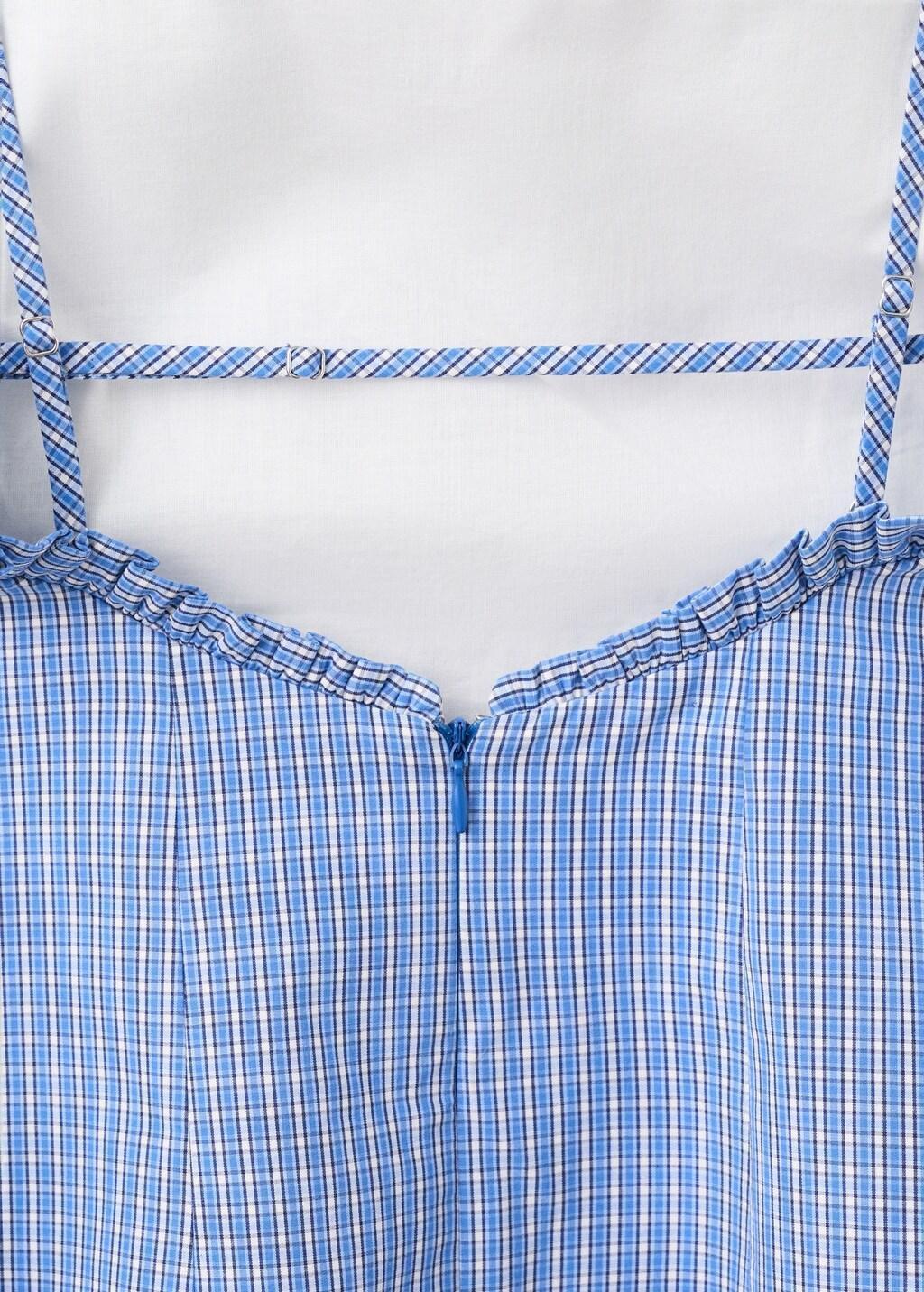 Blue Short Checked Dress With Ruffle Detail, 0201_52, large image number 5