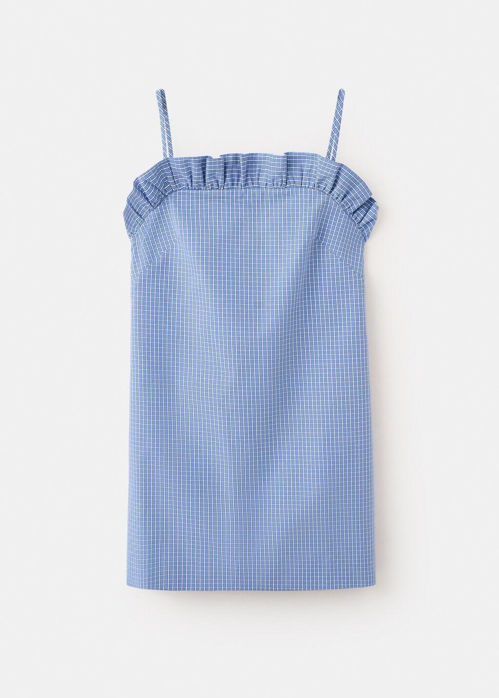 Blue Short Checked Dress With Ruffle Detail, 0201_52, large image number 7