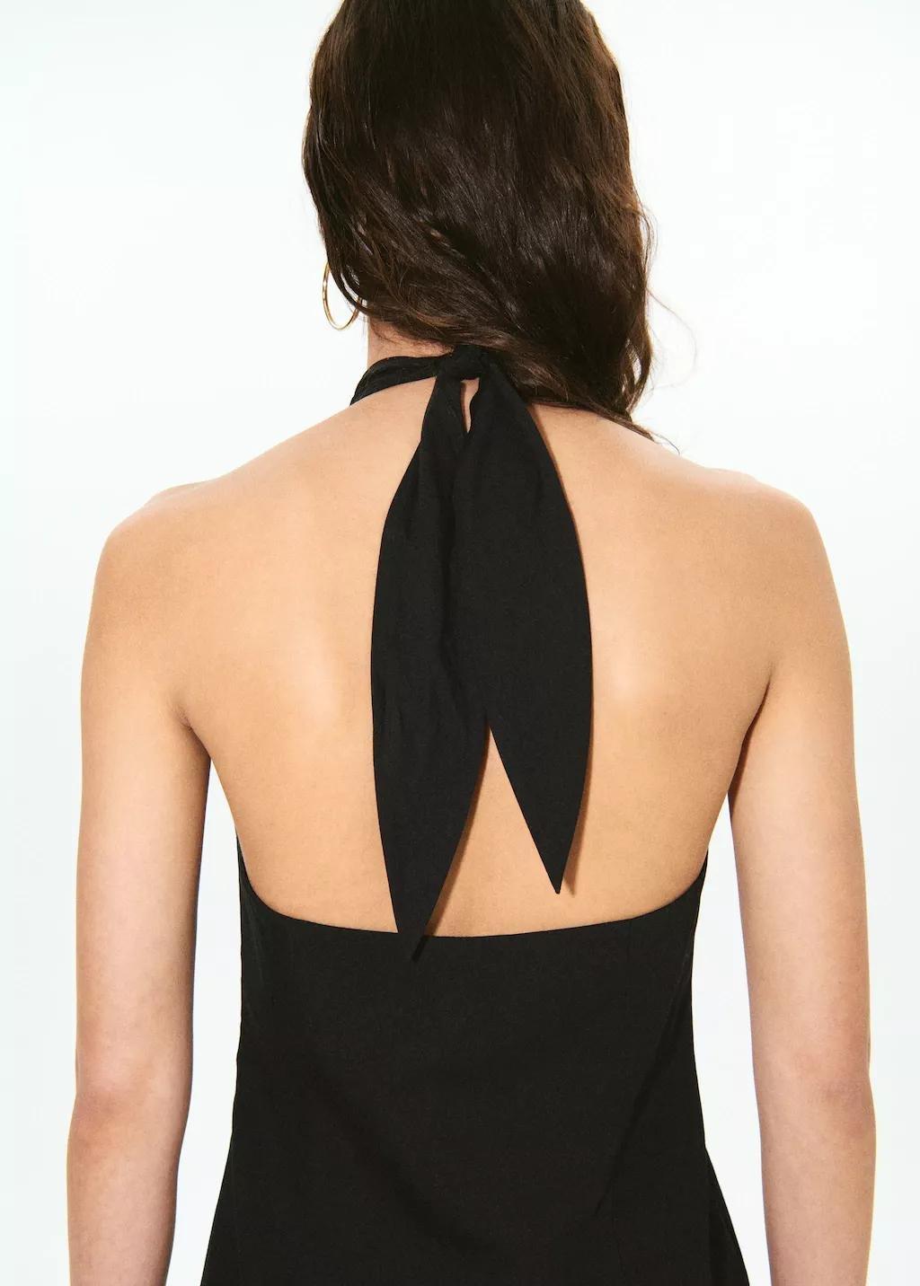Black Cross-Over Halter Dress, 0201_99, large image number 2