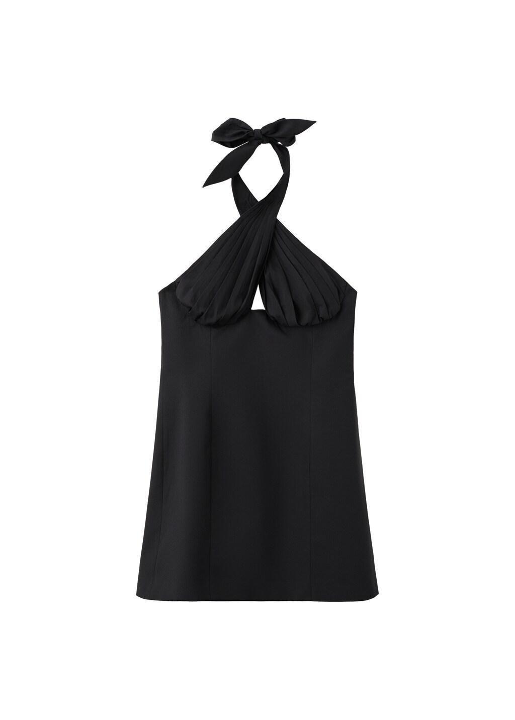 Black Cross-Over Halter Dress, 0201_99, large image number 6