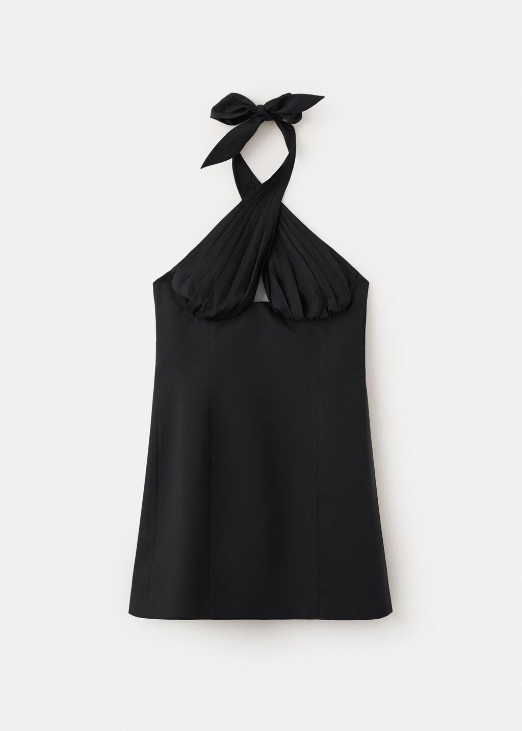Black Cross-Over Halter Dress, 0201_99, large image number 7