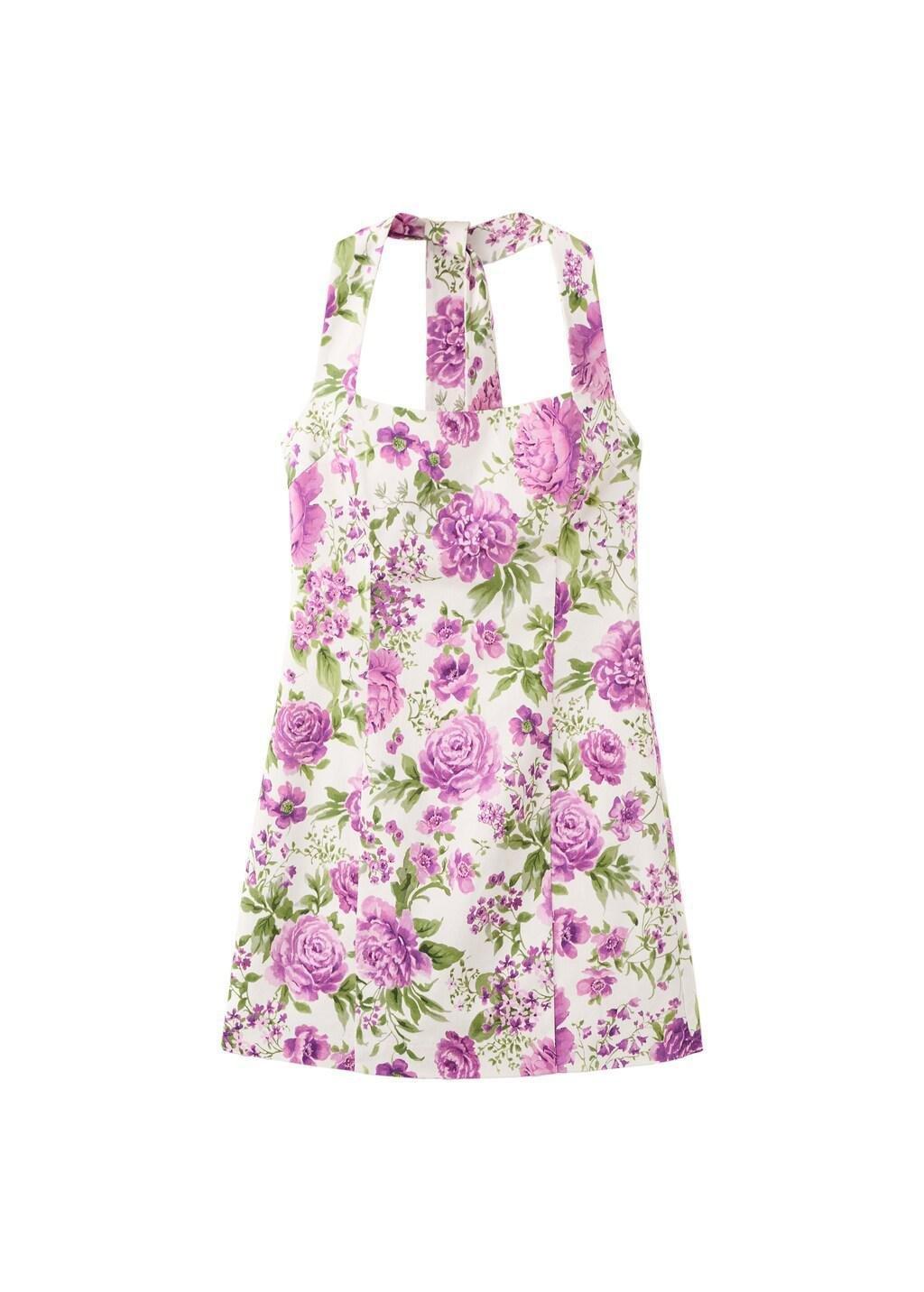 Purple Lt Pastel Floral-Print Halter Dress, 0201_61, large image number 5