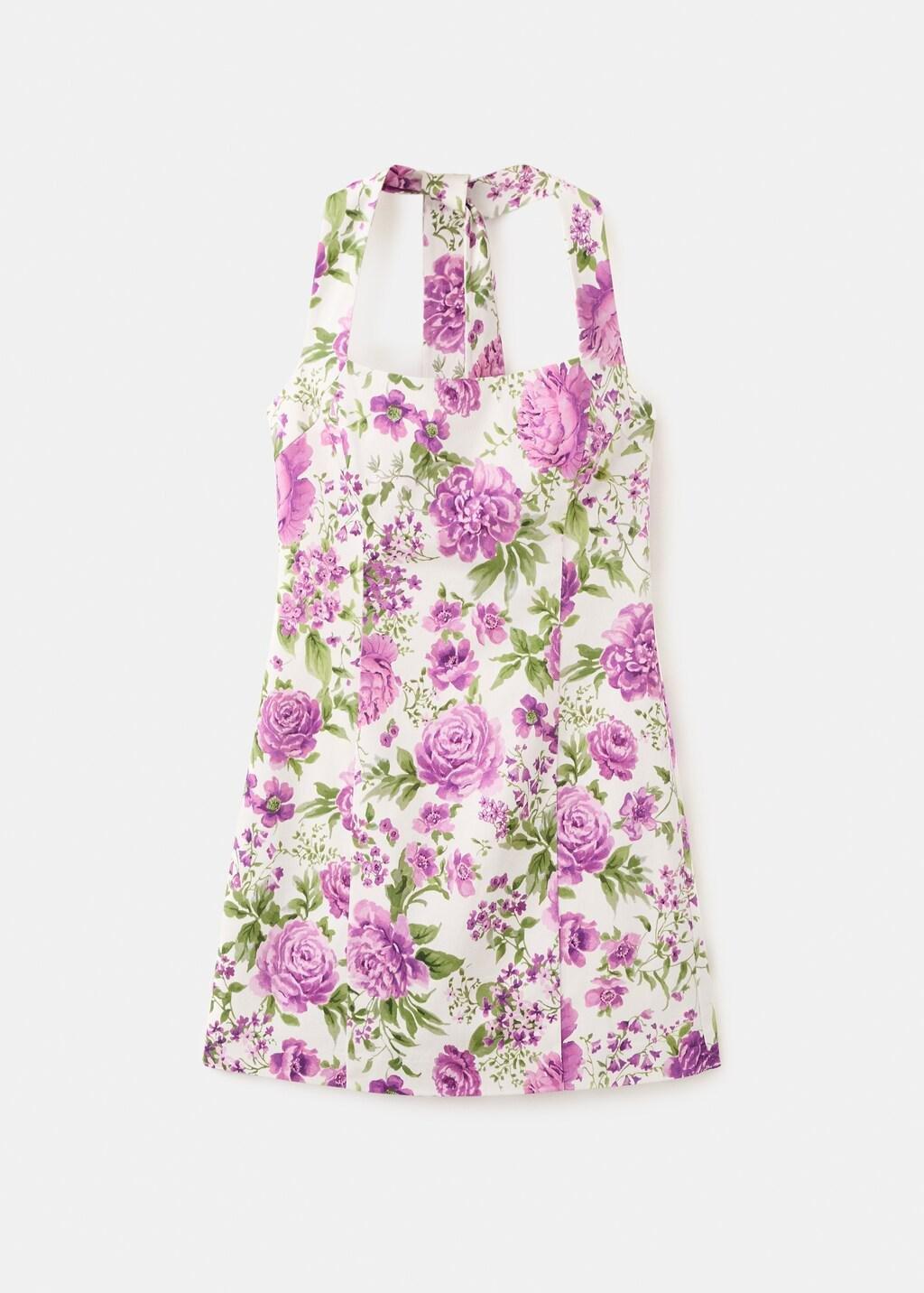 Purple Lt Pastel Floral-Print Halter Dress, 0201_61, large image number 6