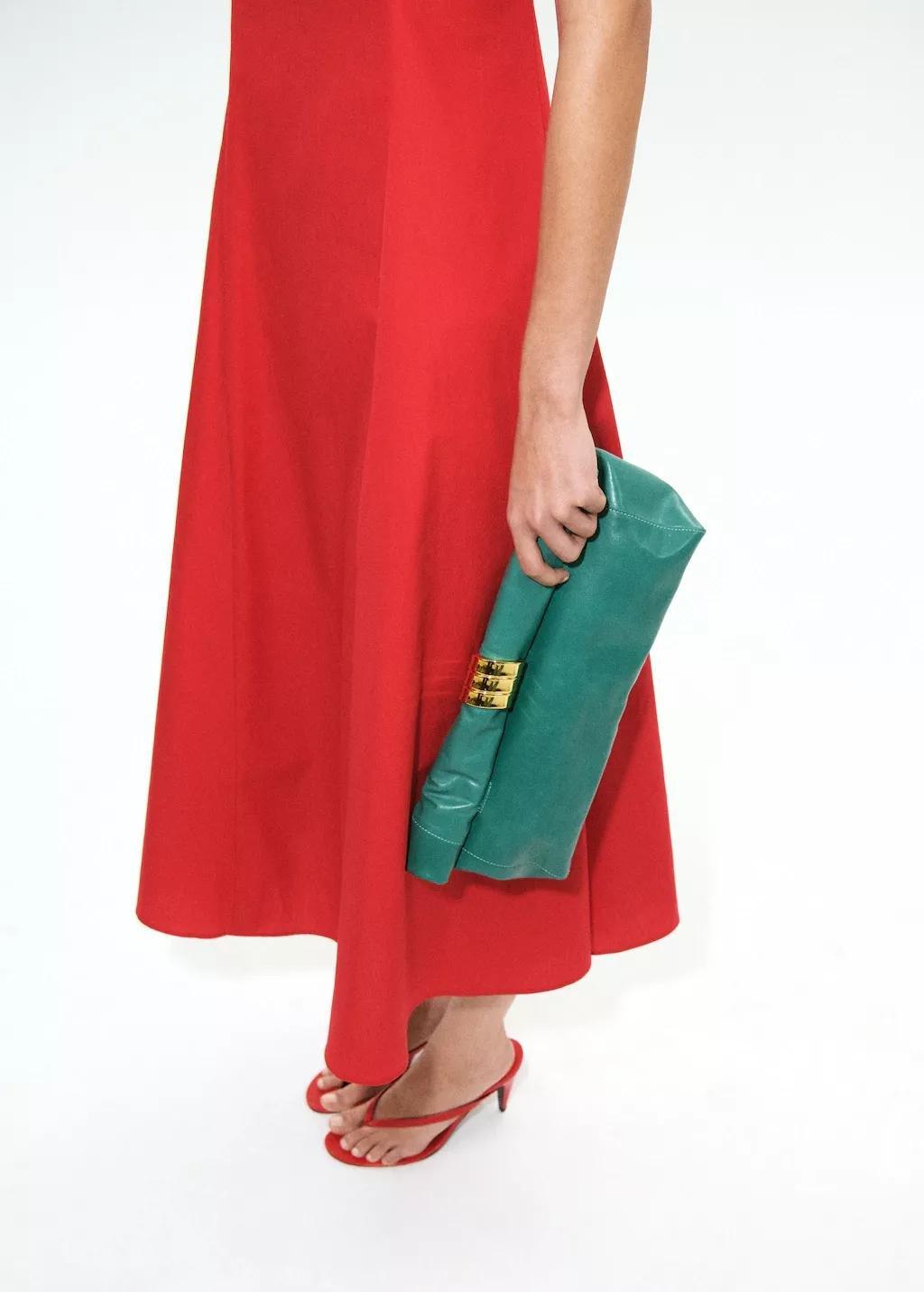 Red Flared Midi-Dress, 0201_70, large image number 4